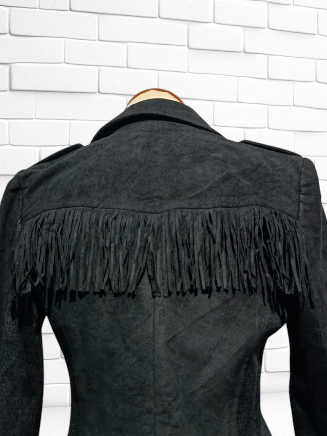 Japanese Brand Black Fringed Faux Suede Moto Jacket Size M / US 6-8 / IT 42-44 - 4 Thumbnail