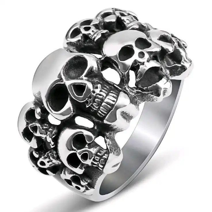 Jewelry × Vintage Retro Ghost Skull Head Ring Size ONE SIZE - 1 Thumbnail