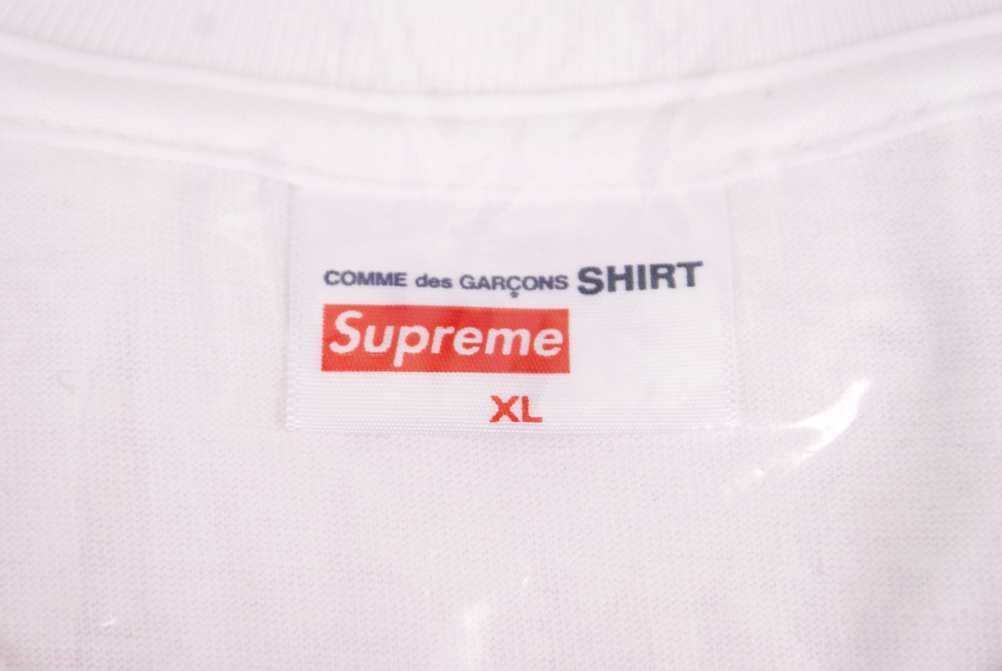 Comme des Garcons SHIRT × Supreme 2017 Comme Des Garcons SHIRT x Supreme BOX LOGO TEE White Size US XL / EU 56 / 4 - 4 Thumbnail