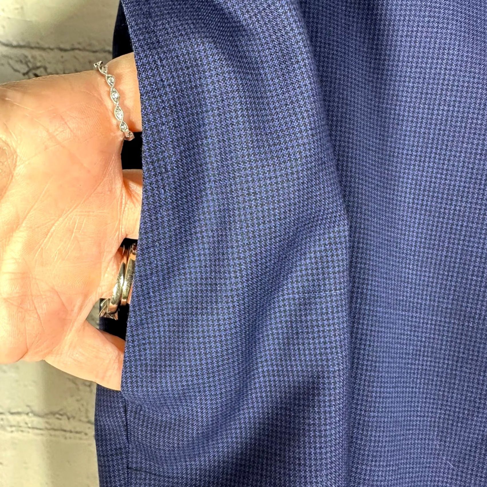 Canali Canali Pants Mens 40 Blue Houndstooth Dress Pants Flat Front Tailored Trousers Size US 40 / EU 56 - 4 Thumbnail