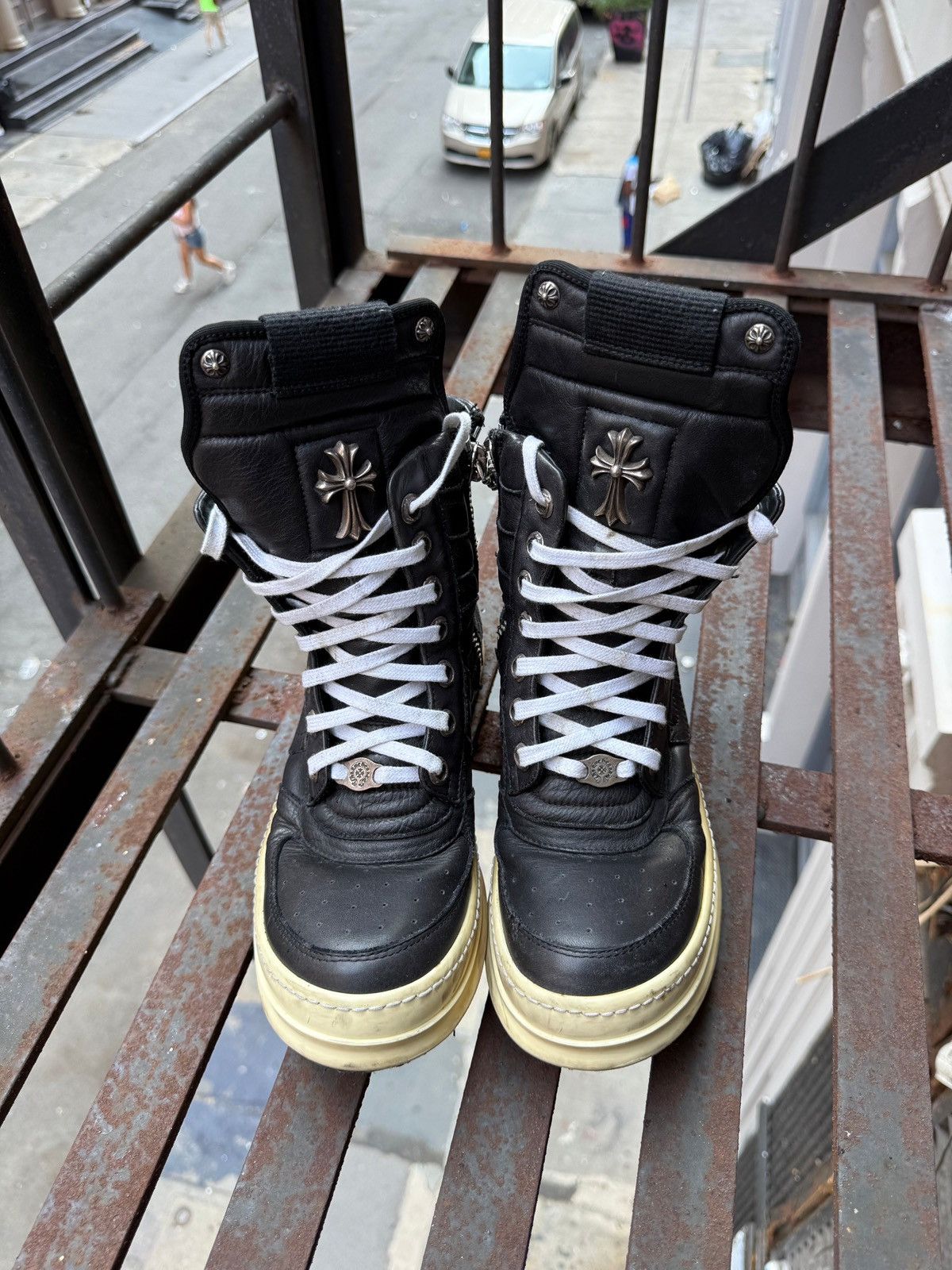 Chrome Hearts x Rick Owens Black Leather Dunks