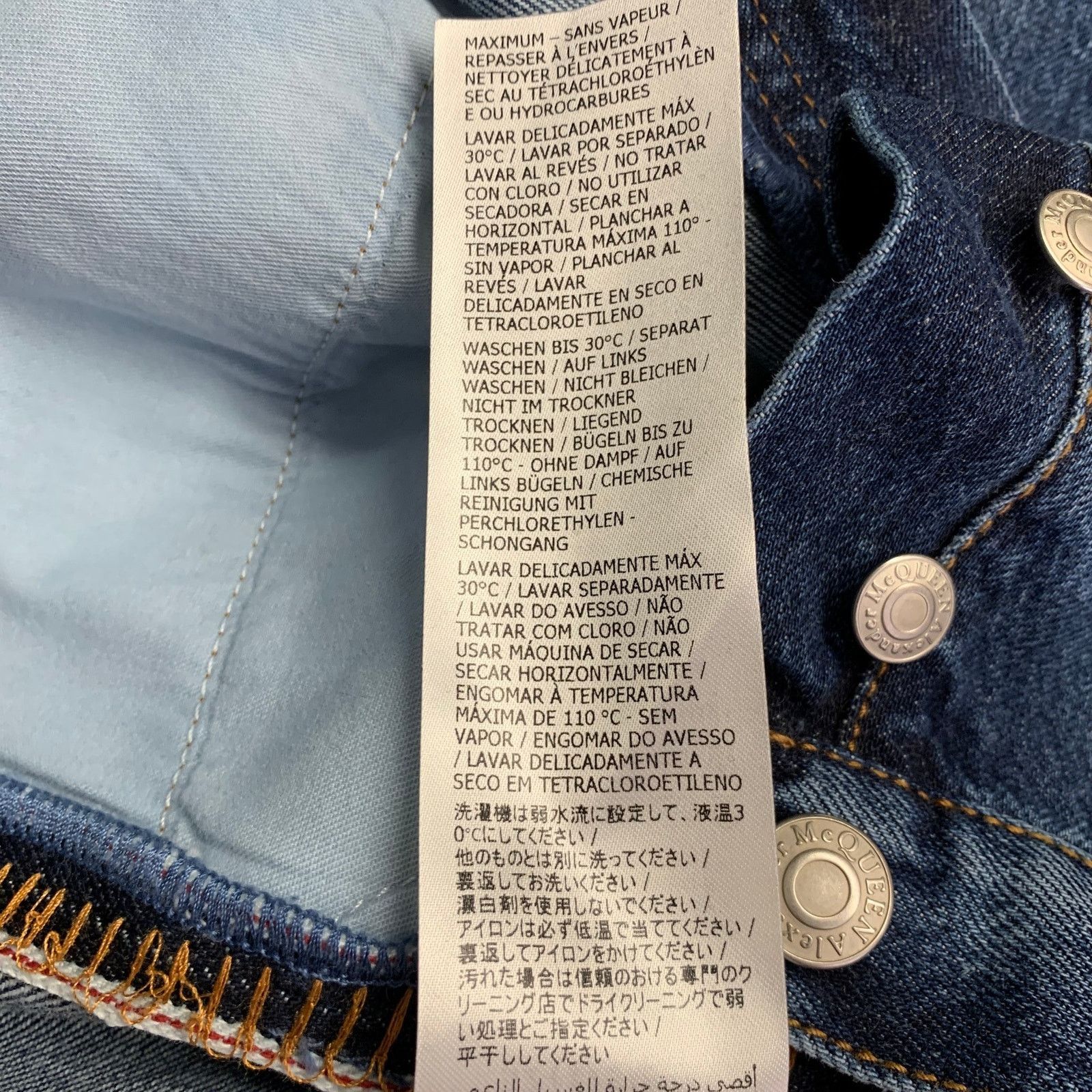 Alexander McQueen Size 36 Indigo Contrast Stitch Denim Button Fly Jeans Size US 36 / EU 52 - 7 Thumbnail