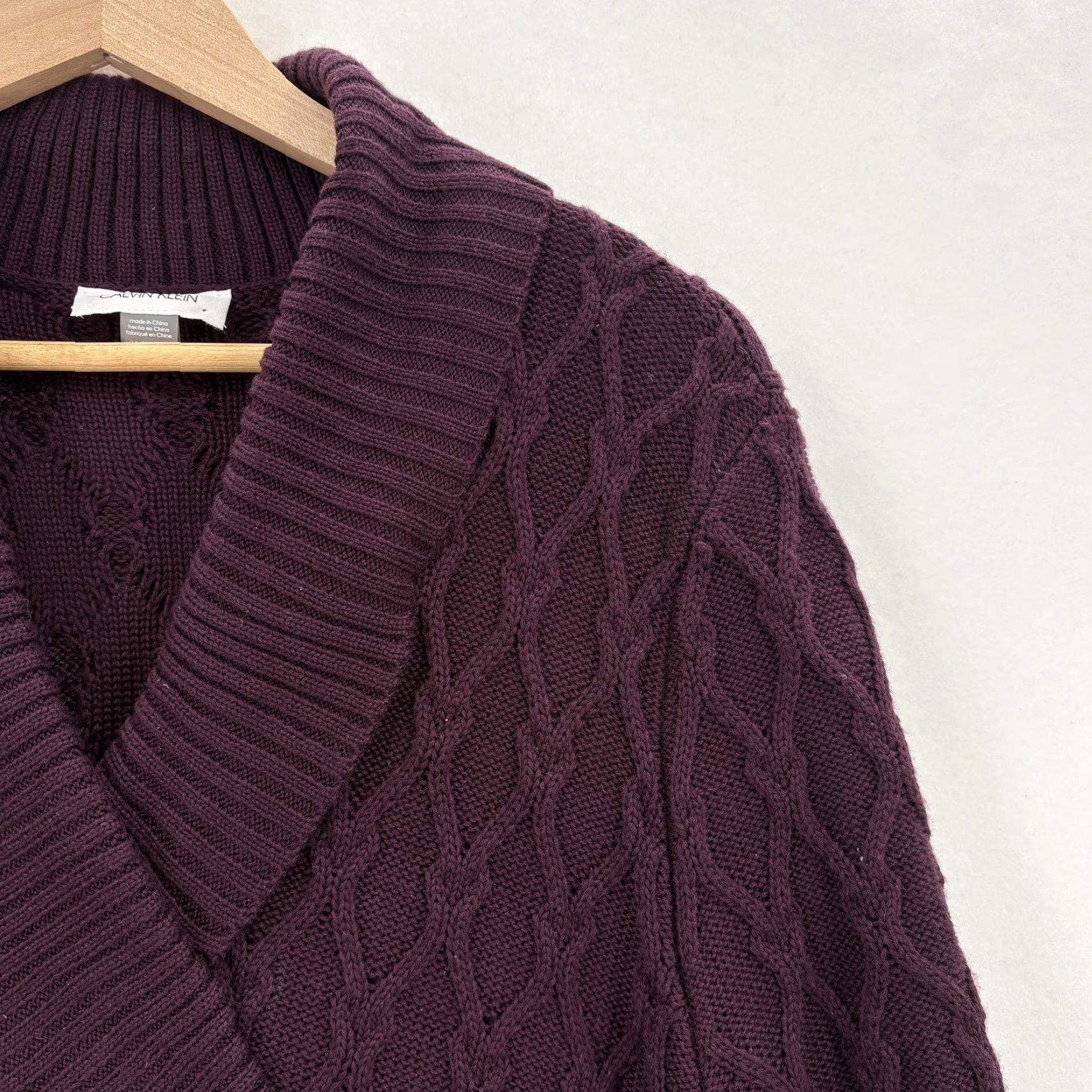 Calvin Klein Calvin Klein Sweater Dress Womens XL Purple 3/4 Sleeve Knit Wrap Buckle Shawl Collar V-Neck Size XL / US 12-14 / IT 48-50 - 3 Thumbnail