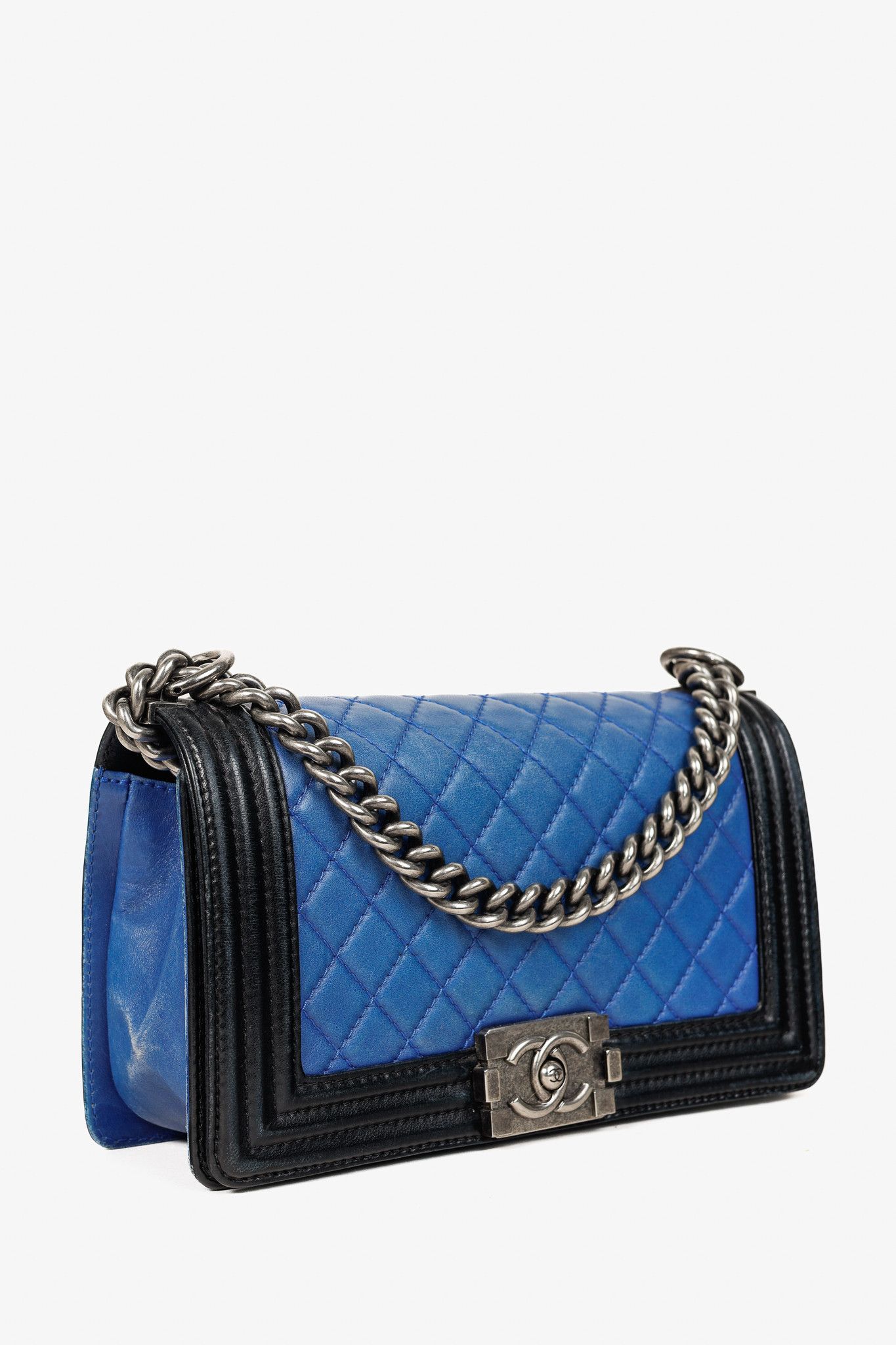 Chanel Chanel Medium Boy Blue Bicolour Quilted Flap Shoulder Bag Size ONE SIZE - 2 Thumbnail