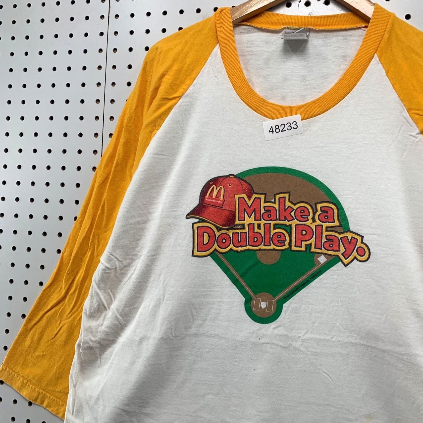 Delta Vintage Mcdonald Double Play Promo Shirt Mens XL White Yellow Raglan 2003 T-Shirt Size US XL / EU 56 / 4 - 6 Thumbnail