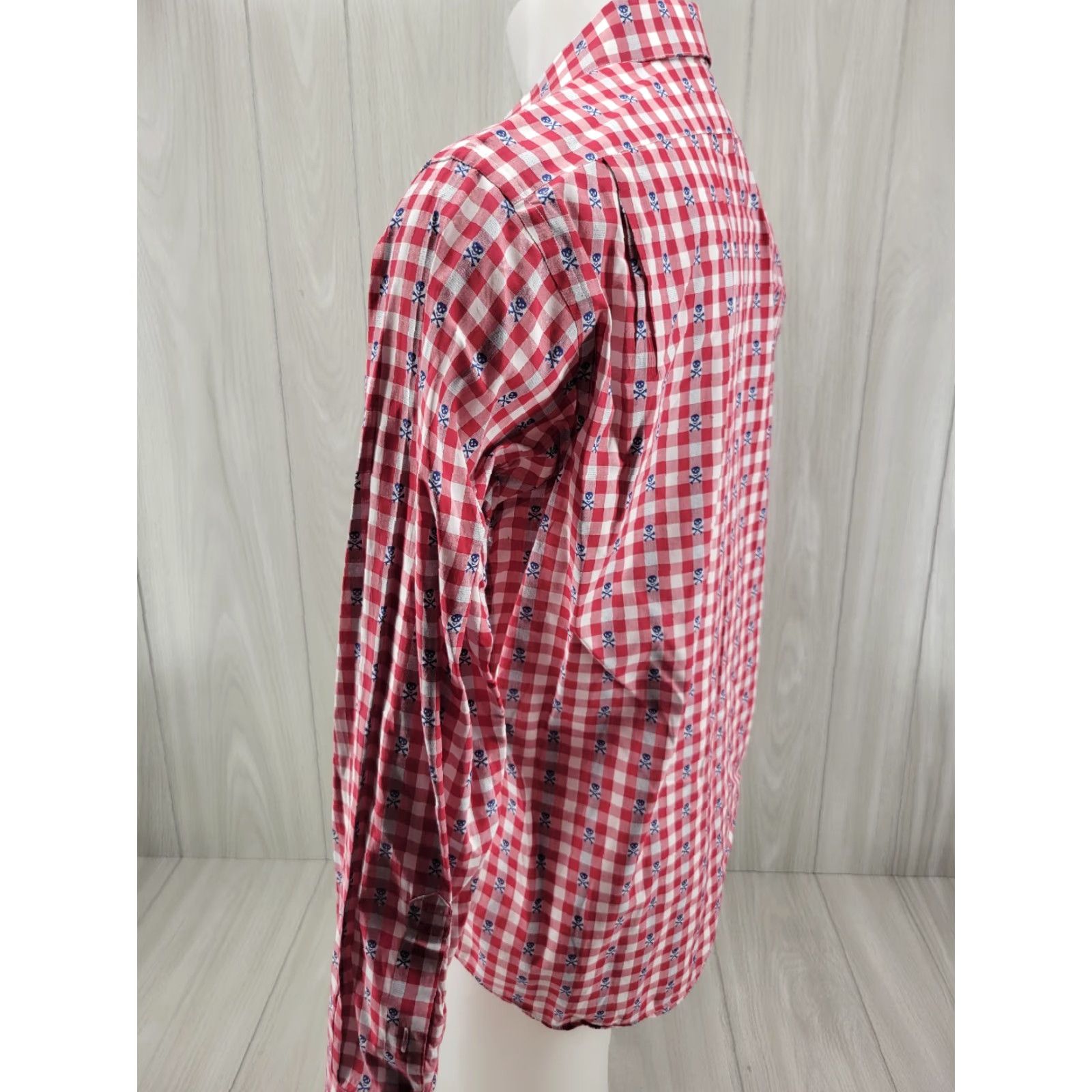 Vintage Aldrich Shirt Men’s Large Plaid Red Blue Skull Button-Up Long Sleeve Shirt – No Pocket, Casual Workwear, Vintage? No (Adapted) Size US L / EU 52-54 / 3 - 7 Thumbnail