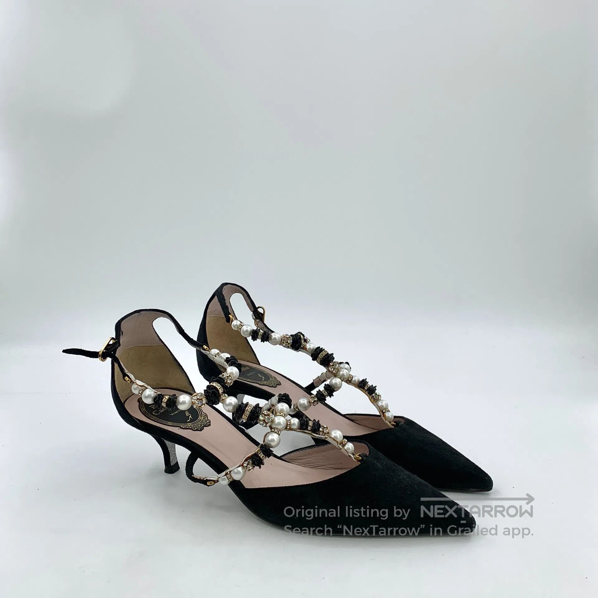 Rene Caovilla Rene Caovilla Black Pearl Beaded Stiletto High Heel Mule S Size US 7.5 / IT 37.5 - 2 Thumbnail