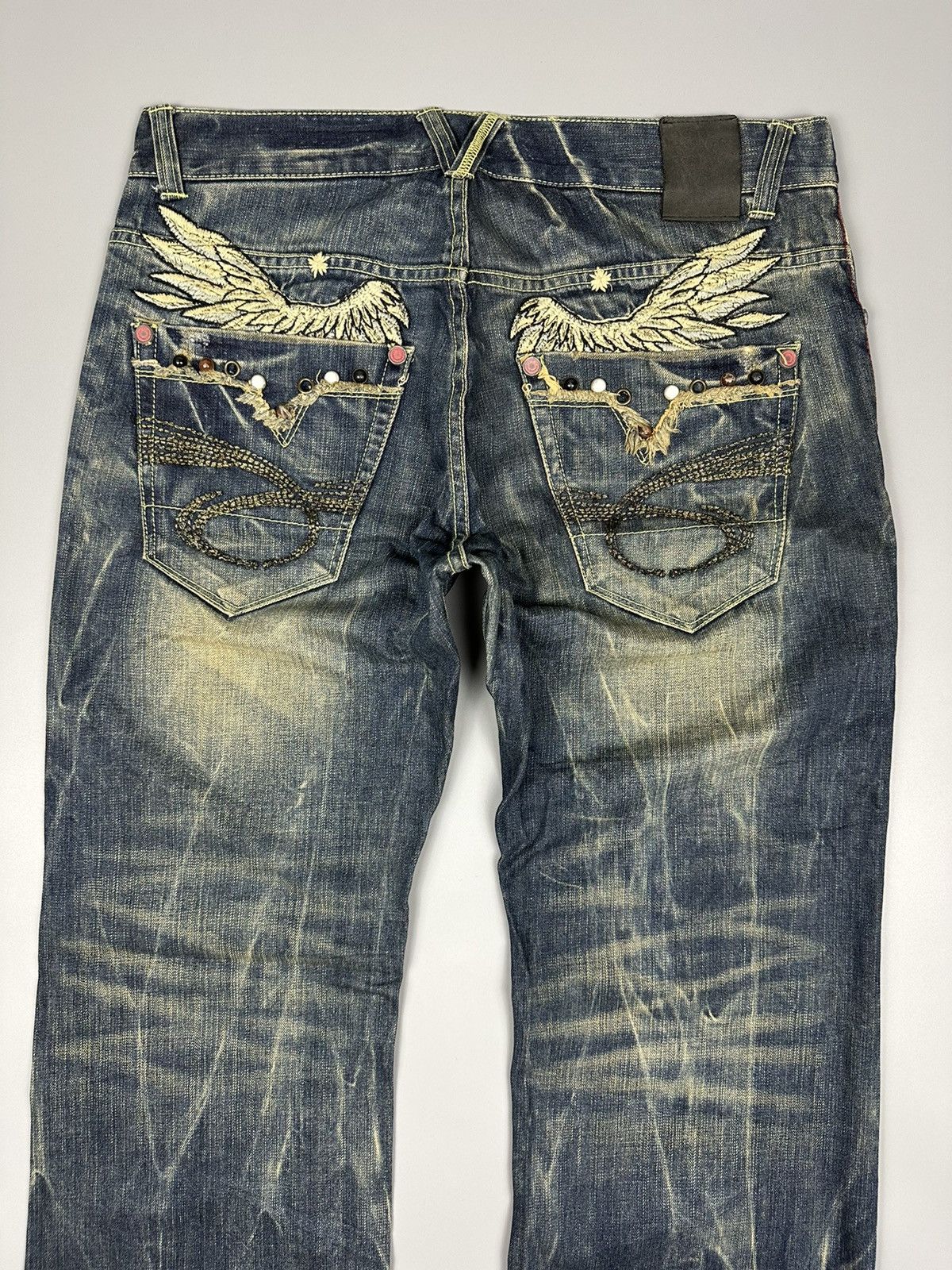 If Six Was Nine 🔥Rare🔥Red Pepper Embroidered Whiskered Flare Denim Size US 36 / EU 52 - 6 Thumbnail