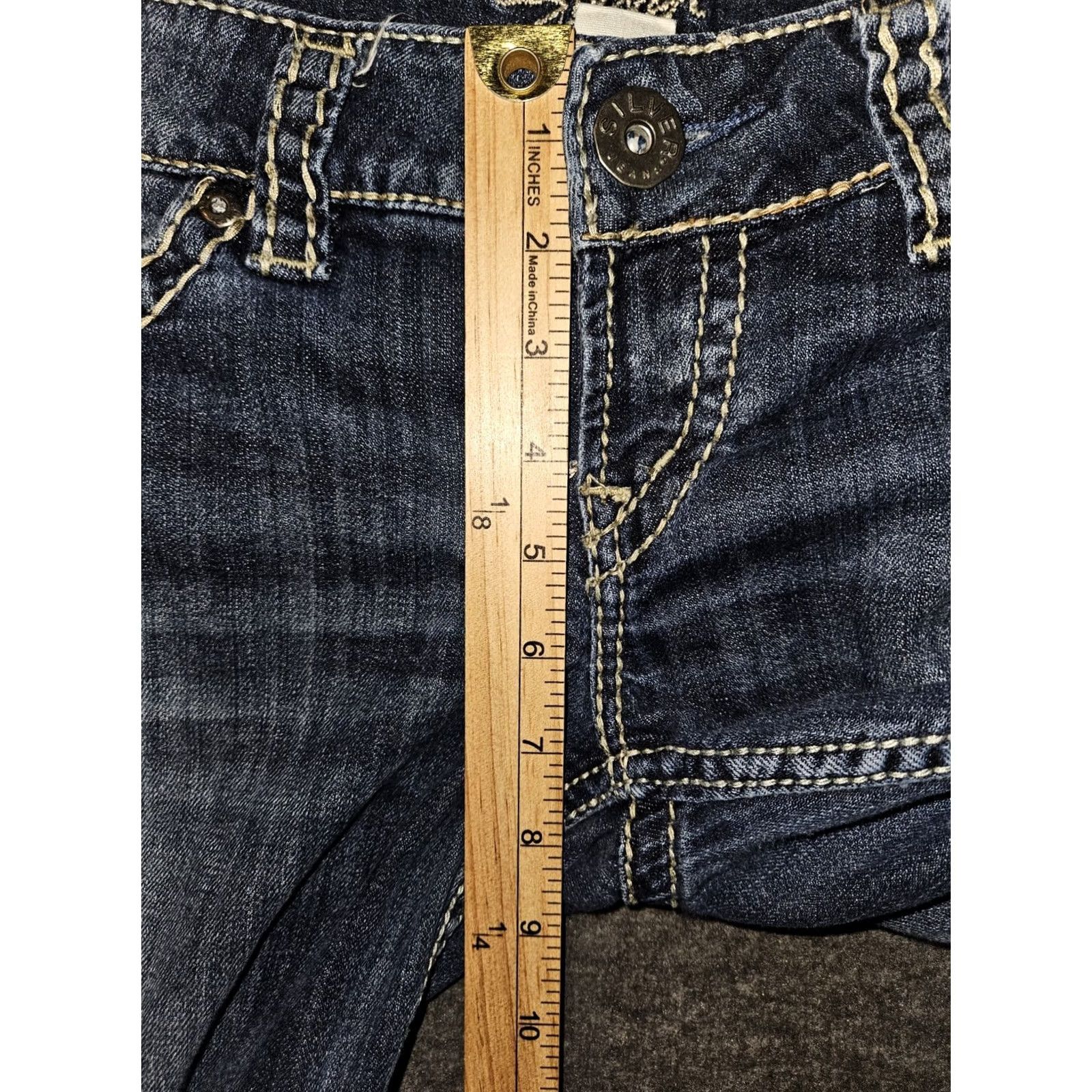 Vintage Silver McKenzie Capri Jeans Womens 30 Low Rise Blue Embroidered Flap Pockets Size 30" / US 8 / IT 44 - 6 Thumbnail