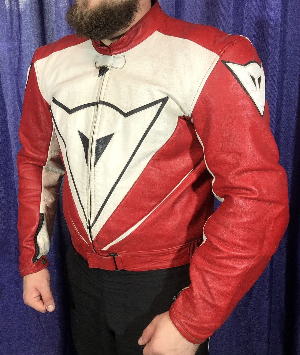 Dainese Red And White Leather Motorcycle Jacket Dainese Racing