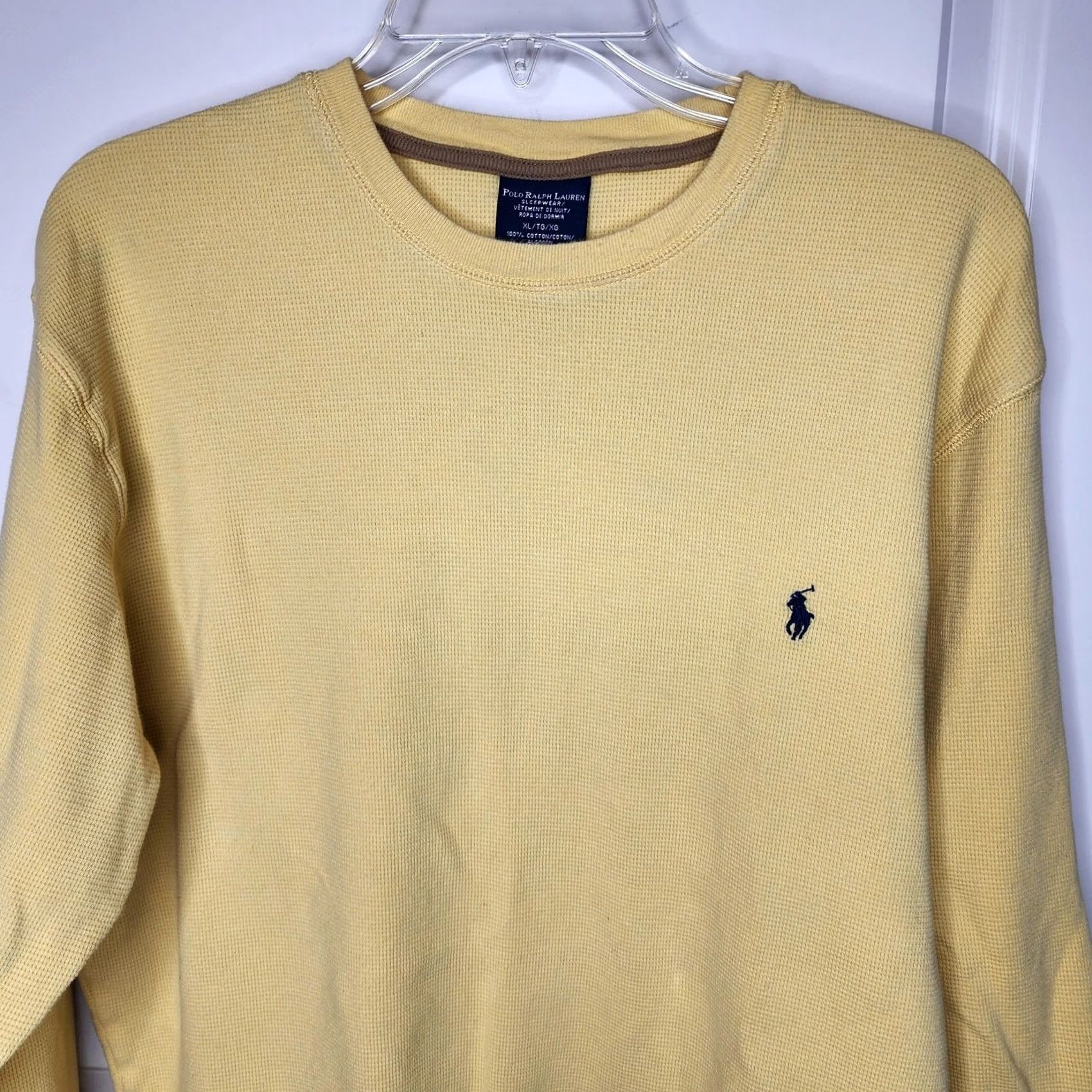 Polo Ralph Lauren Polo Ralph Lauren Top Mens XL Yellow Pajama Thermal Waffle Knit Sleepwear Size US XL / EU 56 / 4 - 3 Thumbnail