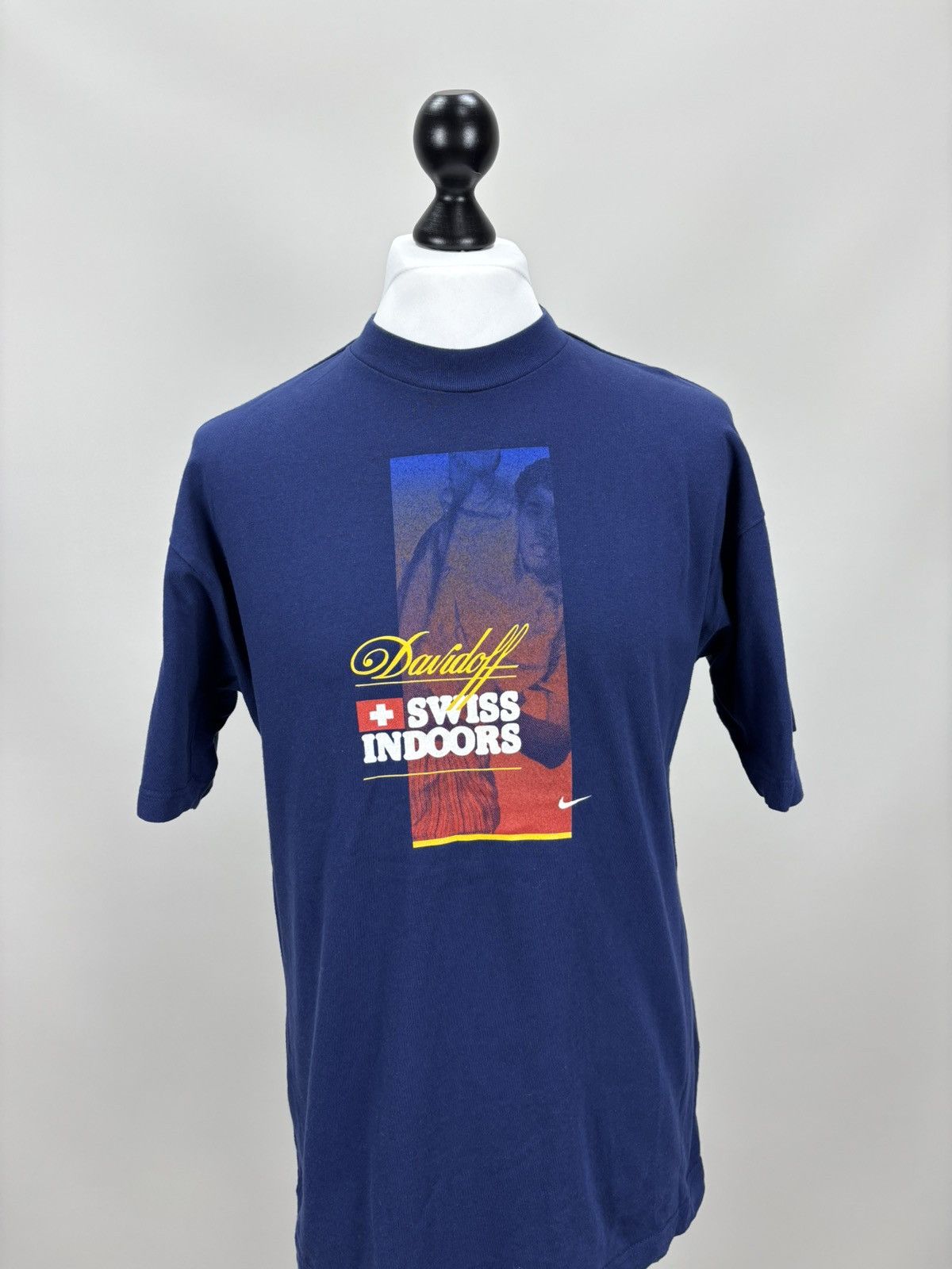 Nike Mens vintage t shirt Nike Davidoff Swiss Indoors Tennis Size US M / EU 48-50 / 2 - 2 Thumbnail