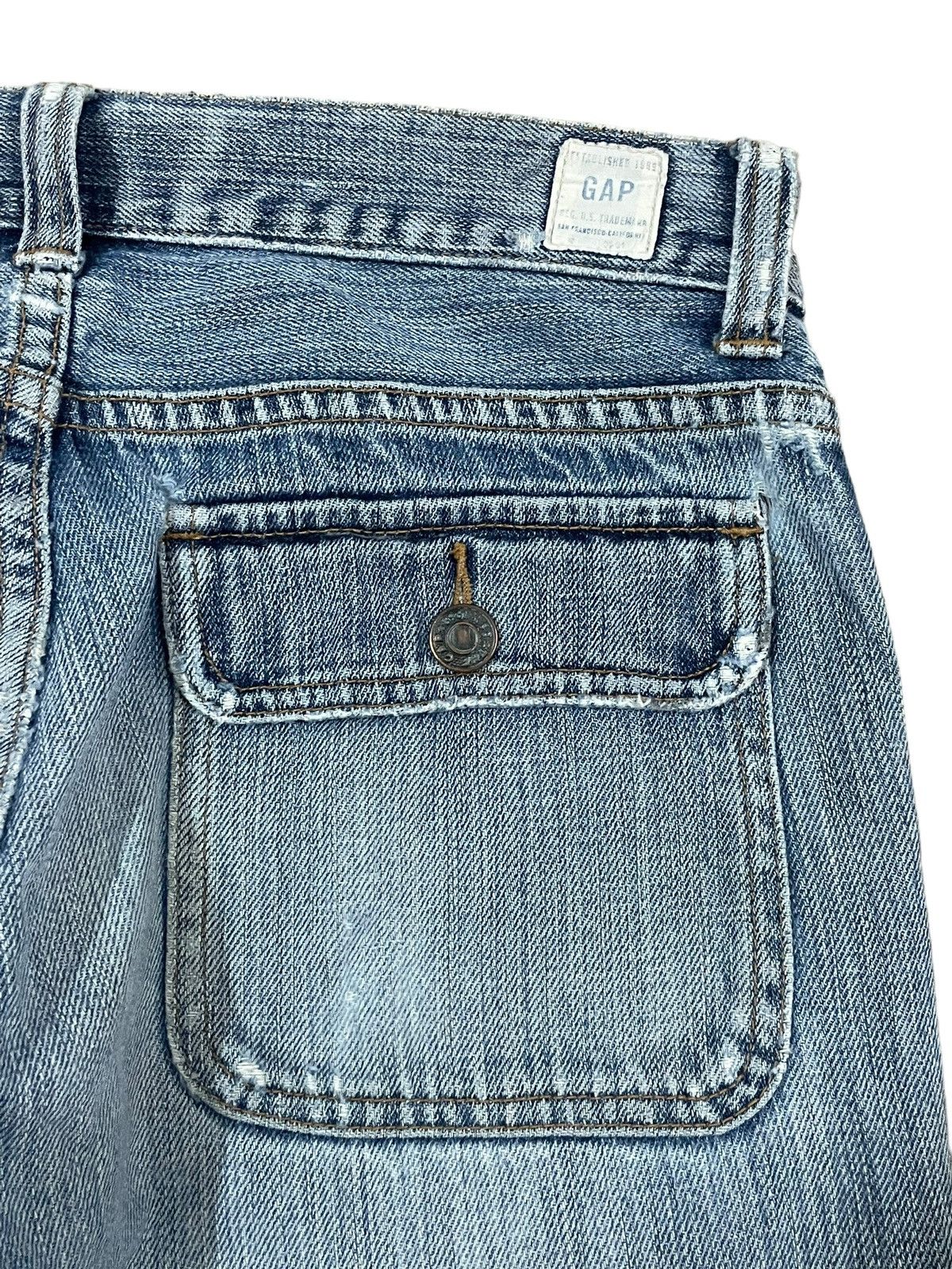 Gap Vintage Y2K Gap Army Blue Wash Crazy Pocket Straight Jeans Size US 29 - 8 Thumbnail