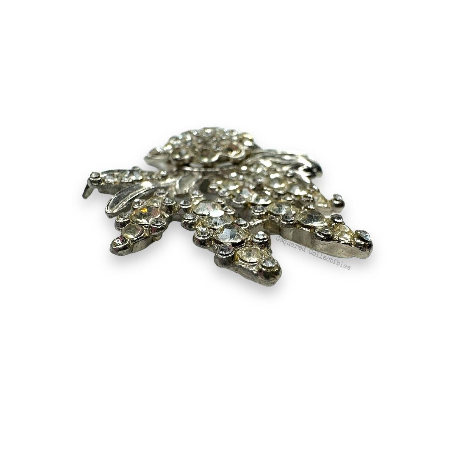 Other Vintage Rhinestone Floral Brooch Pin Silver Tone Costume Jew Size ONE SIZE - 4 Thumbnail