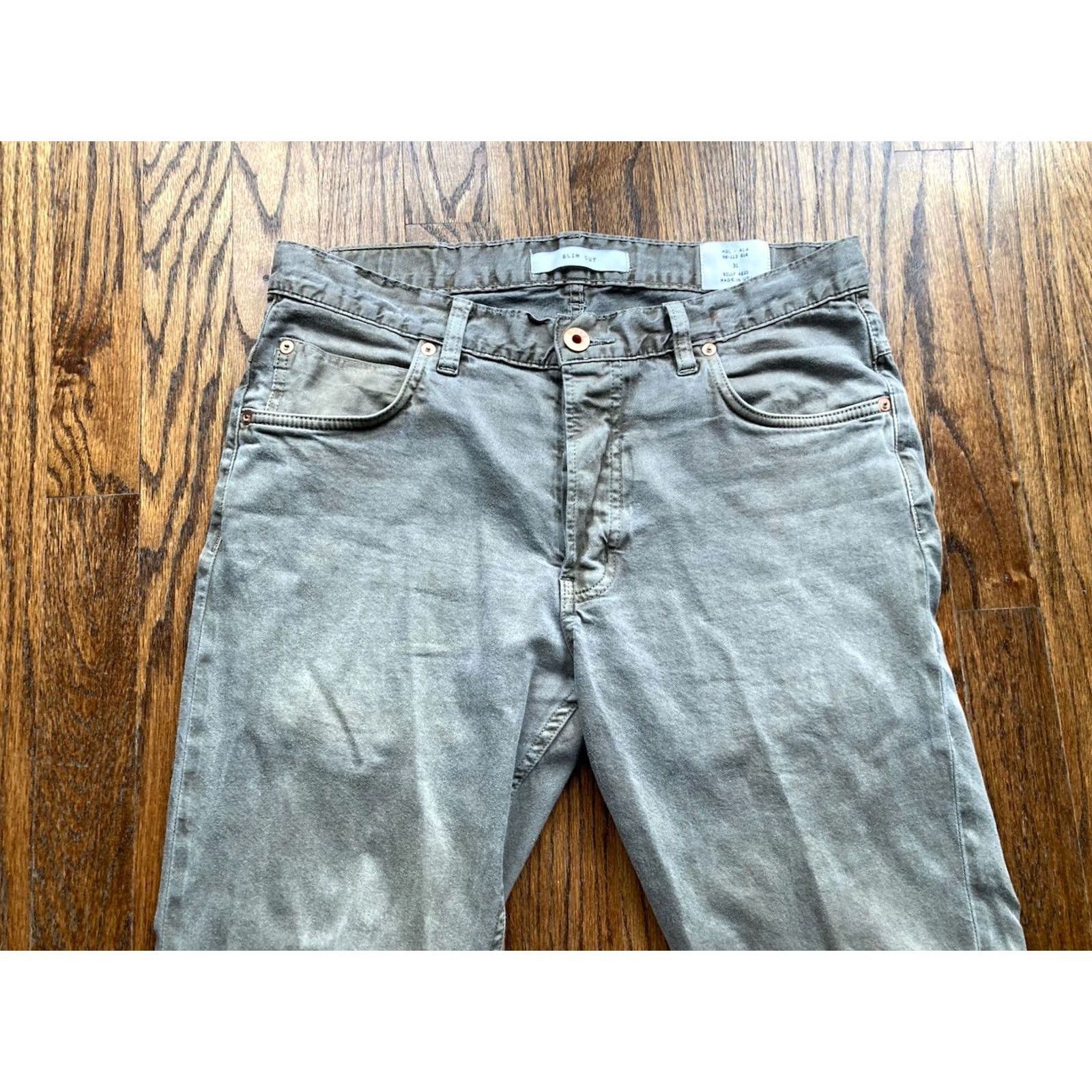 Billy Reid Billy Reid Pants Slim Straight 31x29 Cotton Olive Green 5 Pocket Button Fly USA Made Mens Size US 31 - 2 Thumbnail