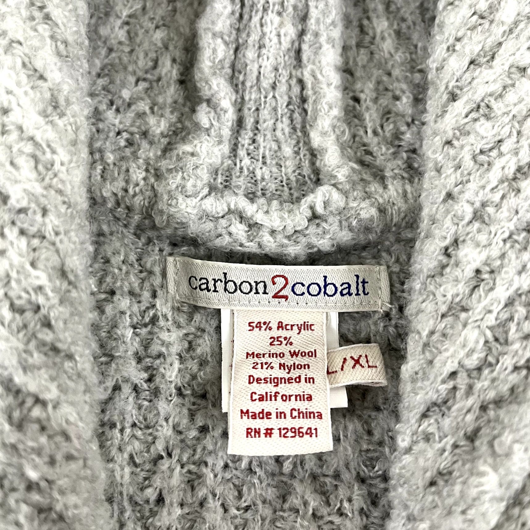 Carbon CARBON 2 COBALT Sweater Womens L/XL Gray Cape Poncho Wool Blend Knit Pullover Size XL / US 12-14 / IT 48-50 - 2 Thumbnail