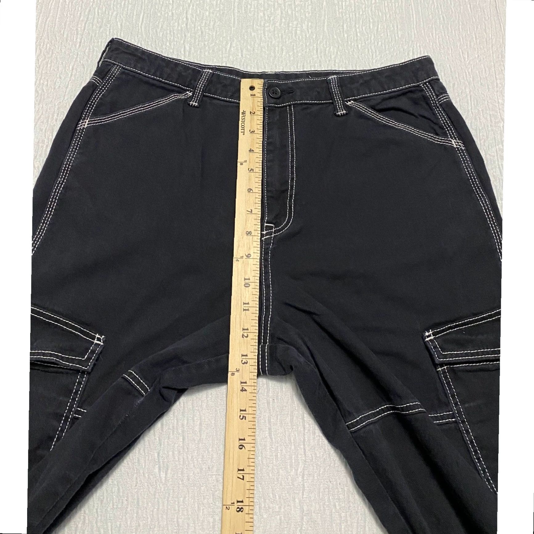 H&M H&M Divided Women's Black Wide Leg Cargo Jeans Contrast Stitch Size 34 Size 24" / US 00 / IT 34 - 6 Thumbnail