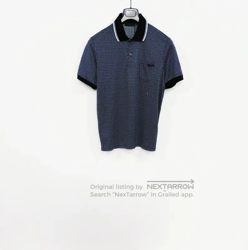 Other Prada Men's Navy Cotton Checkered Polo Shirt. Size US S / EU 44-46 / 1 - 1 Thumbnail