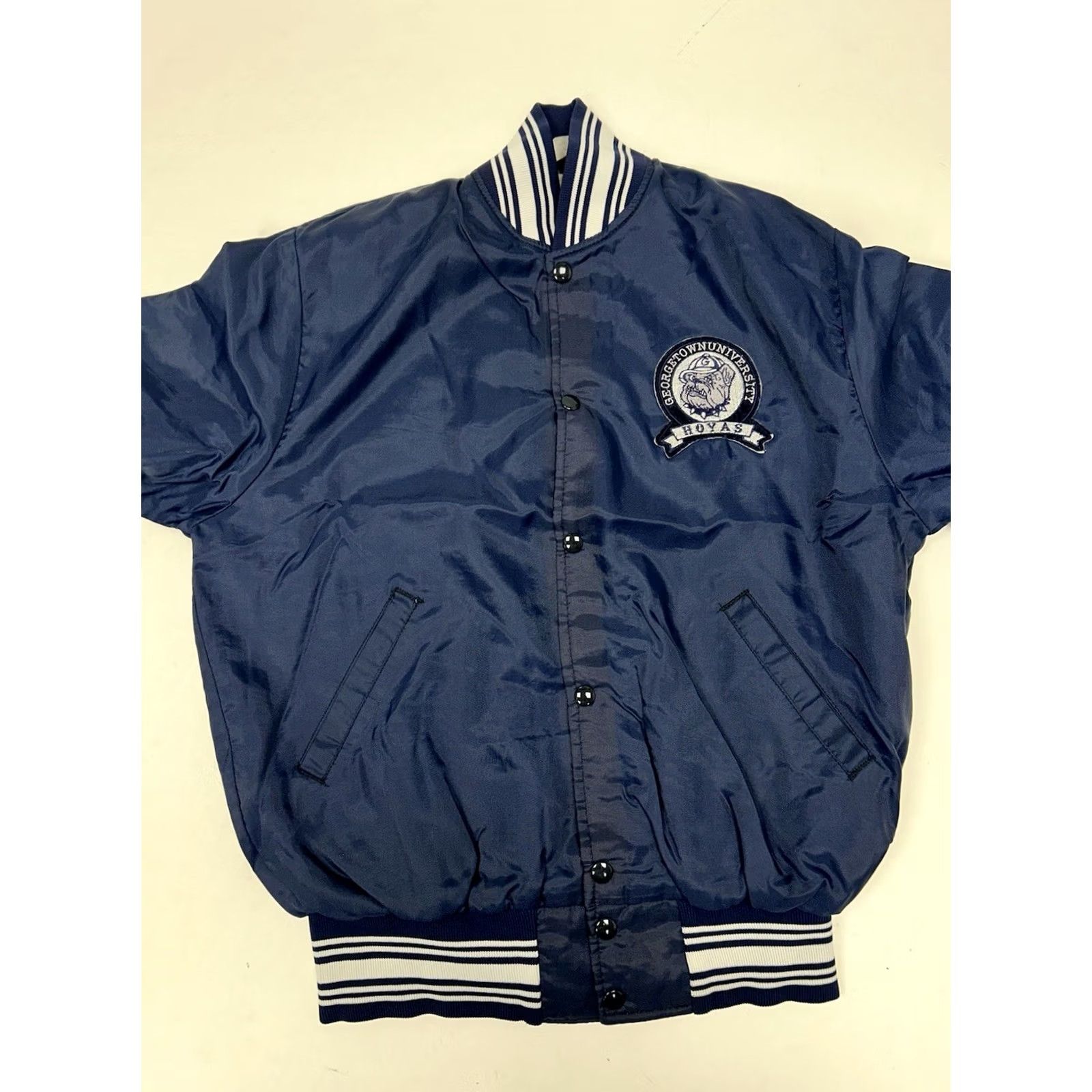 Salem Sportswear VINTAGE Gem Sportswear Georgetown Hoyas Bomber Jacket M Blue Embroidered Snaps 70s 80s Mens Size US M / EU 48-50 / 2 - 3 Thumbnail