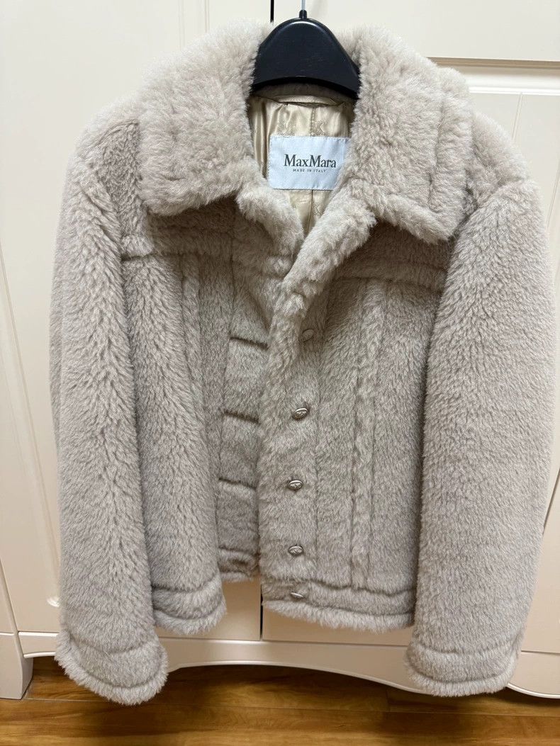 MaxMara Beige Faux Fur Coat