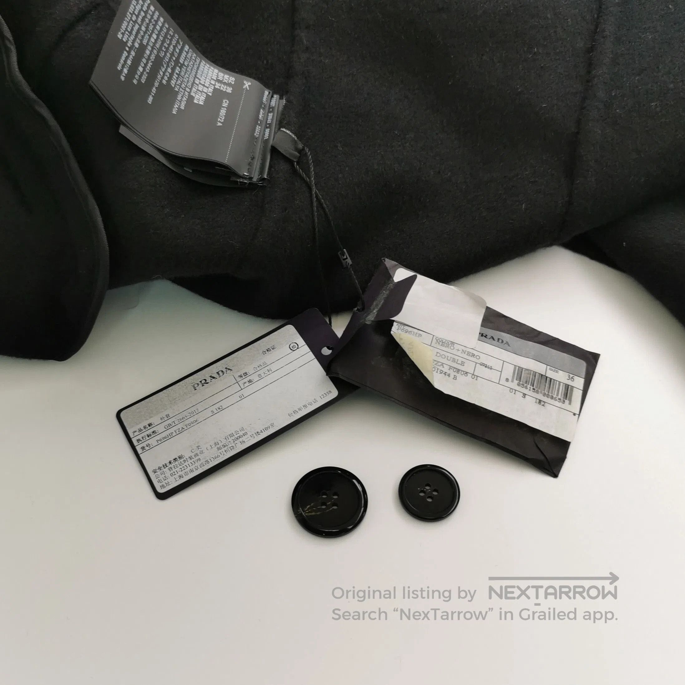 Prada Prada Black Wool Blend Overcoat with Fur Collar . Size US S / EU 44-46 / 1 - 3 Thumbnail