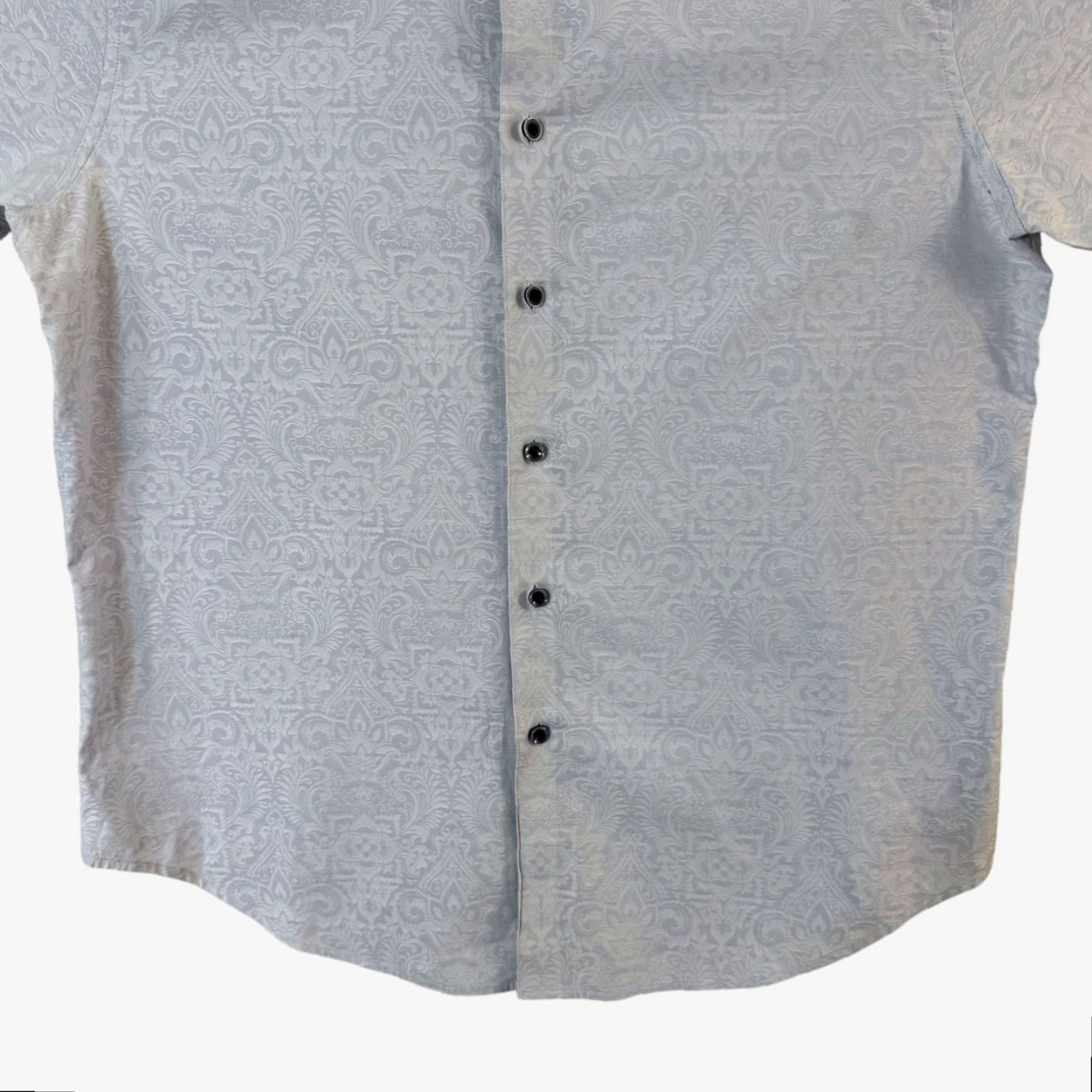 Robert Graham Robert Graham Shirt Blue Men's Large Jacquard Short-Sleeve Button-Up 100% Cotton Size US L / EU 52-54 / 3 - 6 Thumbnail