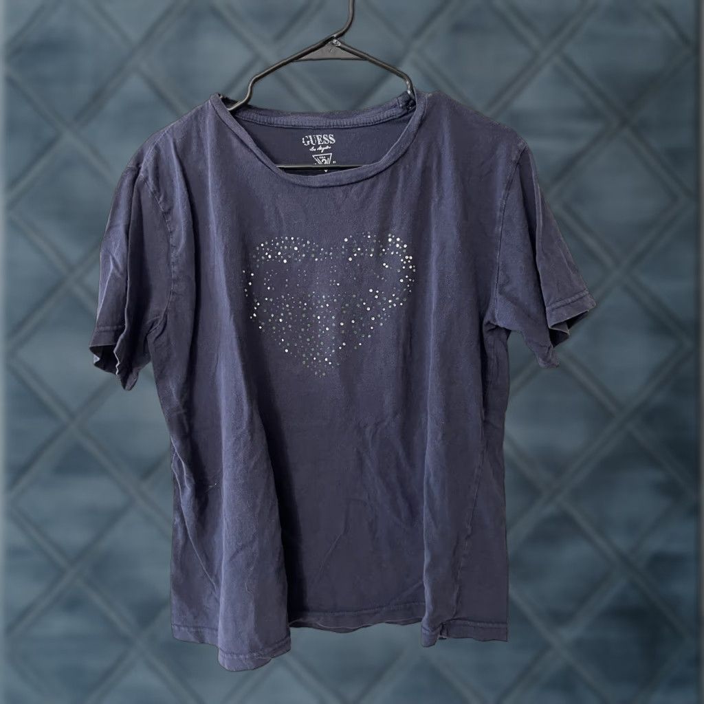 Guess GUESS Women's V-Neck Logo T-Shirt 2XL Navy Blue Graphic Size XXL / US 16-18 / IT 52-54 - 1 Thumbnail