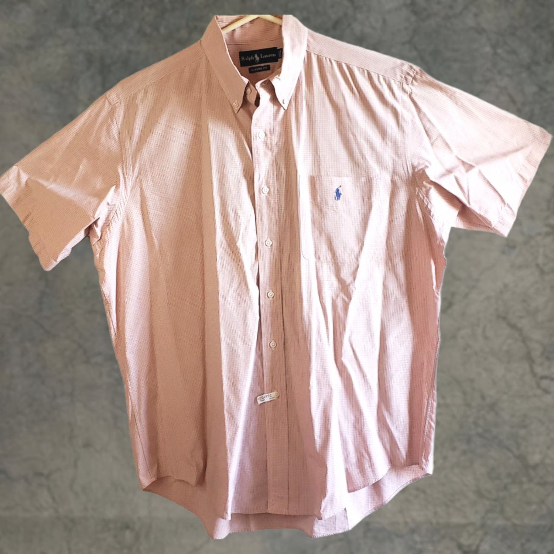 Ralph Lauren Ralph Lauren Classic Fit Men's Lg S. S. Coral Blue Micro Check Shirt Size US L / EU 52-54 / 3 - 1 Thumbnail
