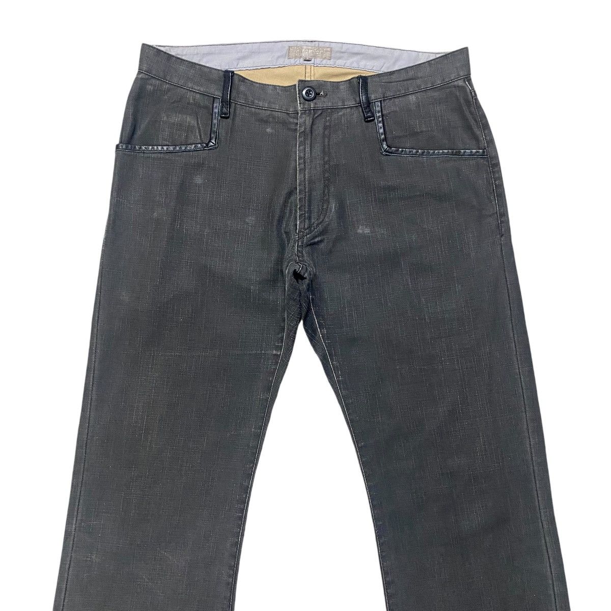 Japanese Brand Hiromichi Nakano Black Waxed Denim Flare Jeans Hedi Slimane Size US 31 - 3 Thumbnail