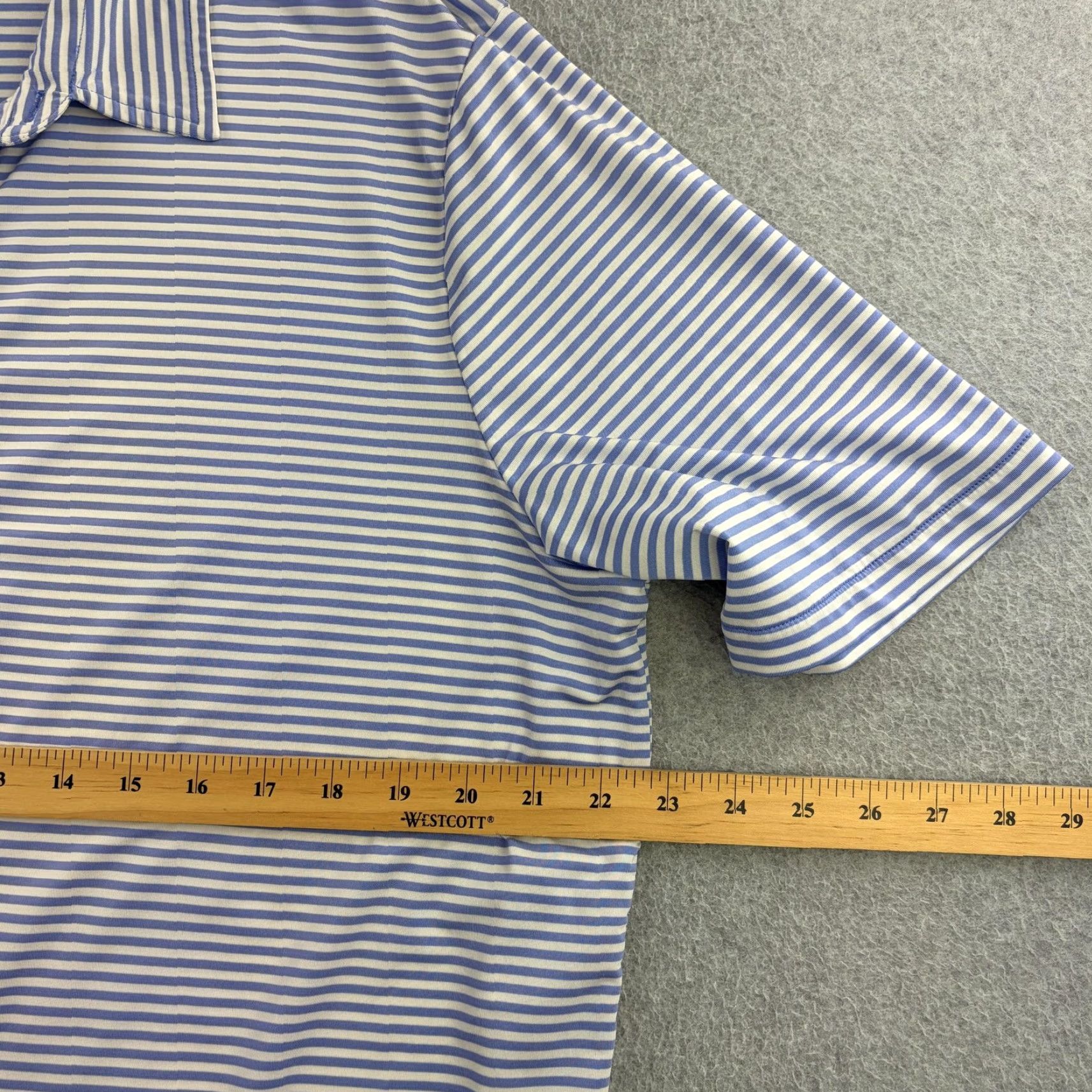 RLX Ralph Lauren RLX Ralph Lauren Polo Shirt Mens Large Blue Stripe Short Sleeve Golf Adult Size US L / EU 52-54 / 3 - 2 Thumbnail