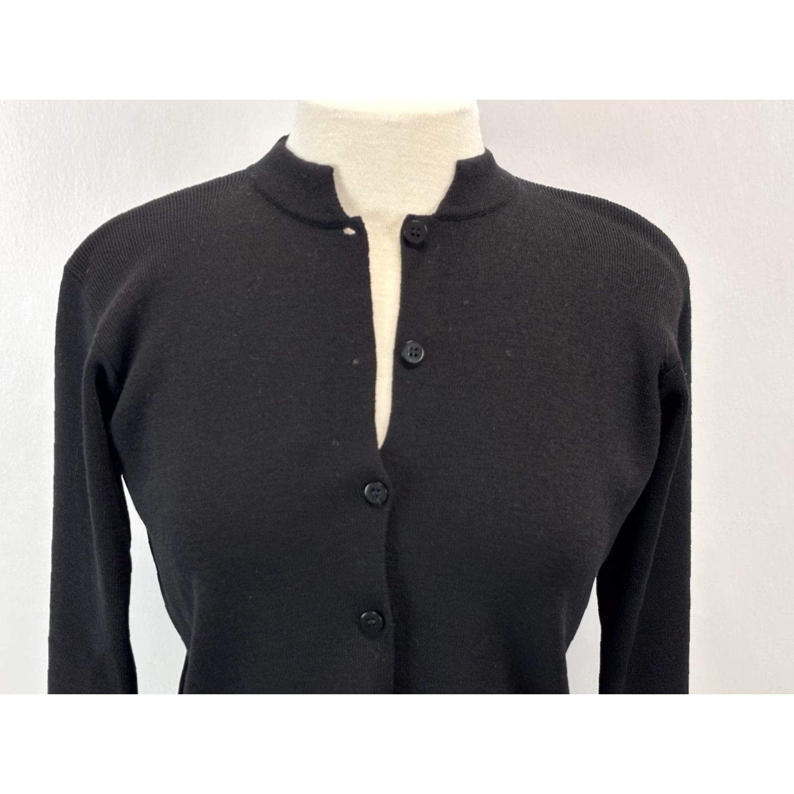 Eileen Fisher Eileen Fisher 100% Wool Black Cardigan Sweater PS Petites Womens Long Sleeve Button Classic Size S / US 4 / IT 40 - 6 Thumbnail