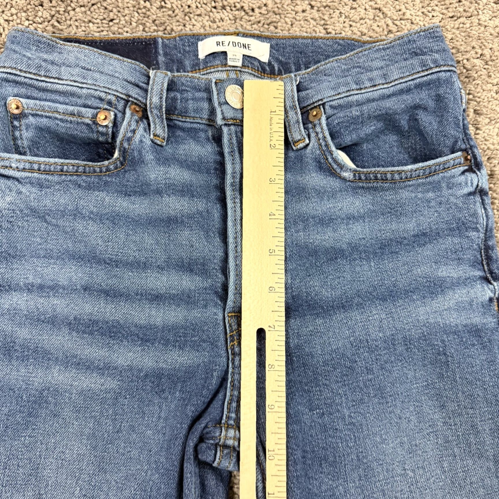RE/DONE RE/DONE Jeans Women 25 Skinny Ankle Crop High Rise Distressed Denim Blue 24x27 Stretch Regular 90s? Size 42" / US 20 - 4 Thumbnail