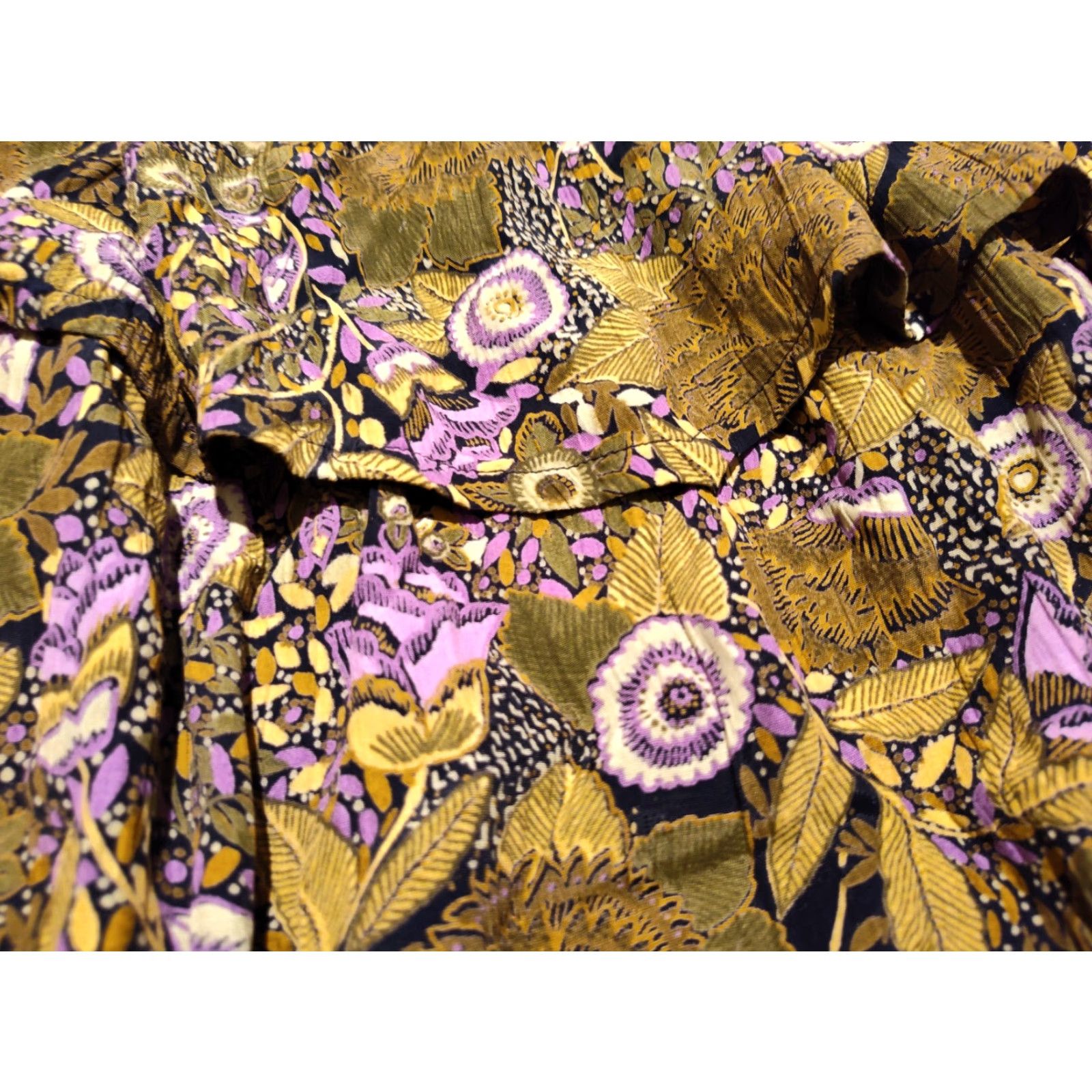 Vintage VINTAGE Paman Women's Tiered Skirt Made in Italy Size 44 Floral Gold Pink Summer Long Casual Size 30" / US 8 / IT 44 - 3 Thumbnail