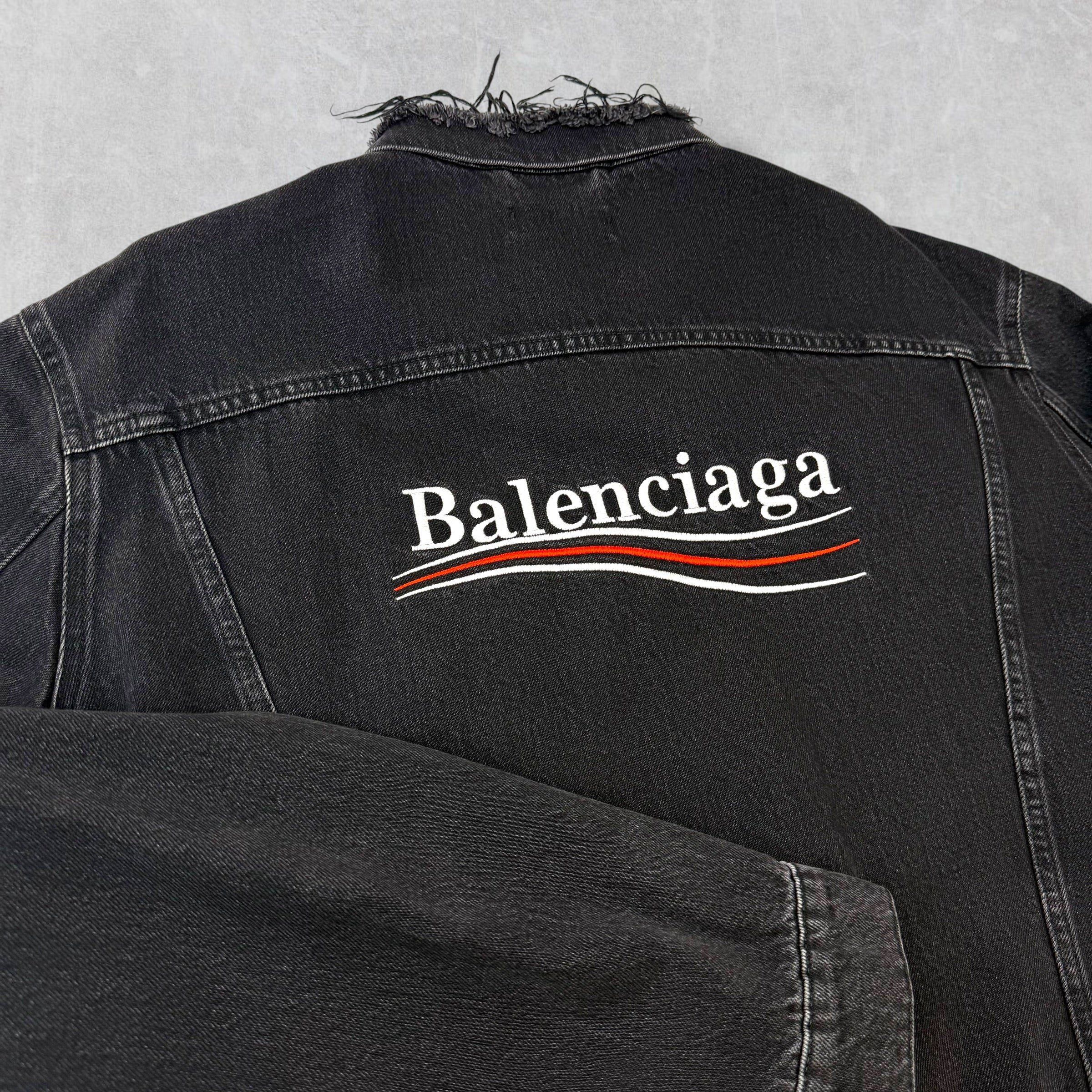 Balenciaga Balenciaga Embroidered Political Logo Denim Jacket 54 (L) Size US L / EU 52-54 / 3 - 3 Thumbnail