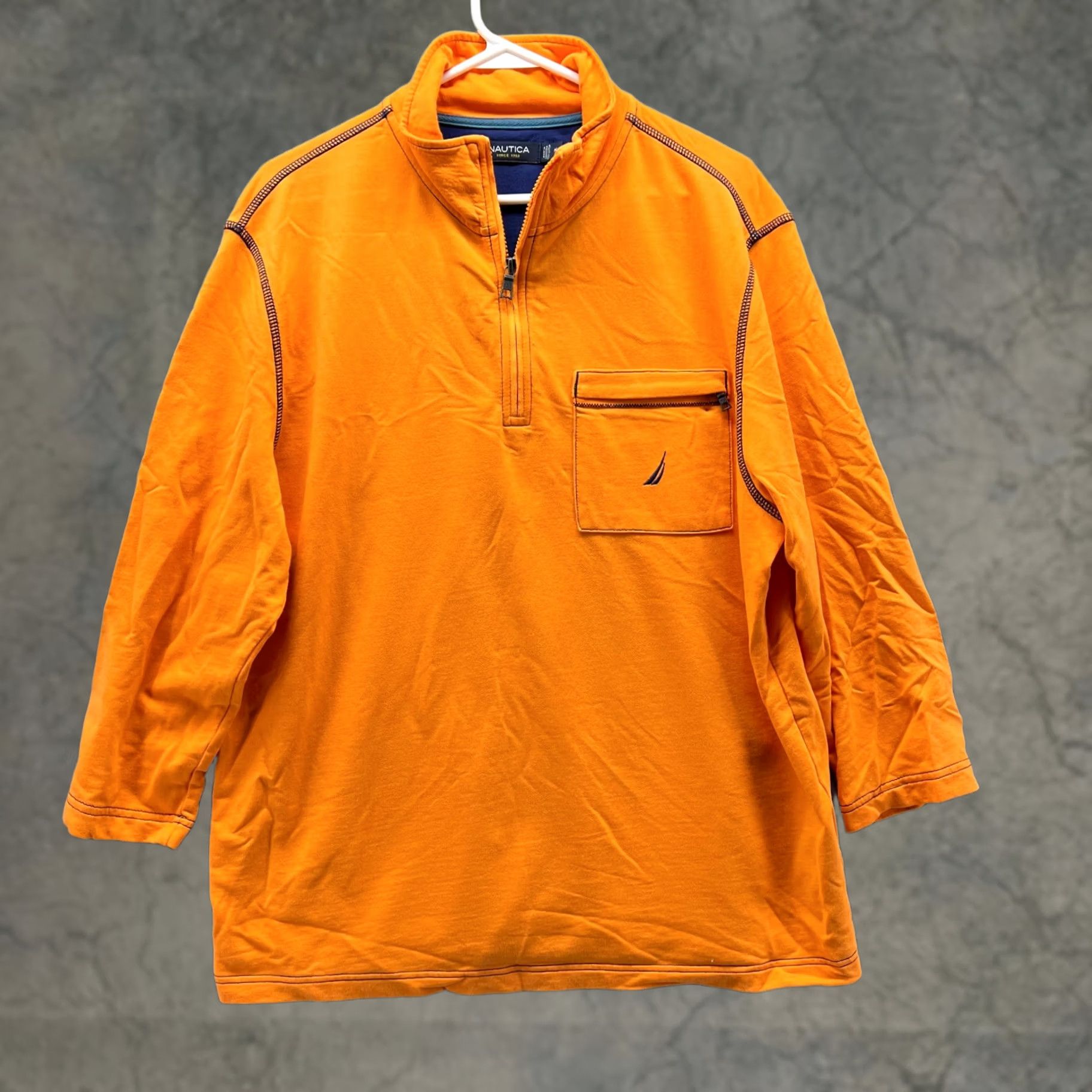 Nautica VINTAGE Nautica Sweater Mens Medium Adult Orange Fleece Half Zip Pullover Pocket Logo Reversible Size US M / EU 48-50 / 2 - 1 Thumbnail