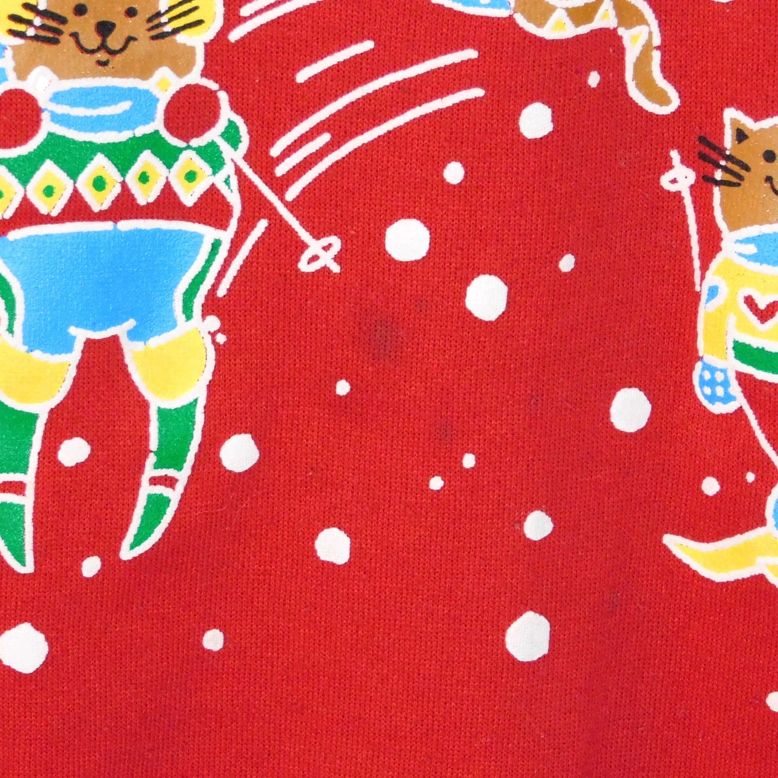 Tultex 90s Christmas Sweater Cats Skiing Print Size L Red Crewneck Size US L / EU 52-54 / 3 - 5 Thumbnail