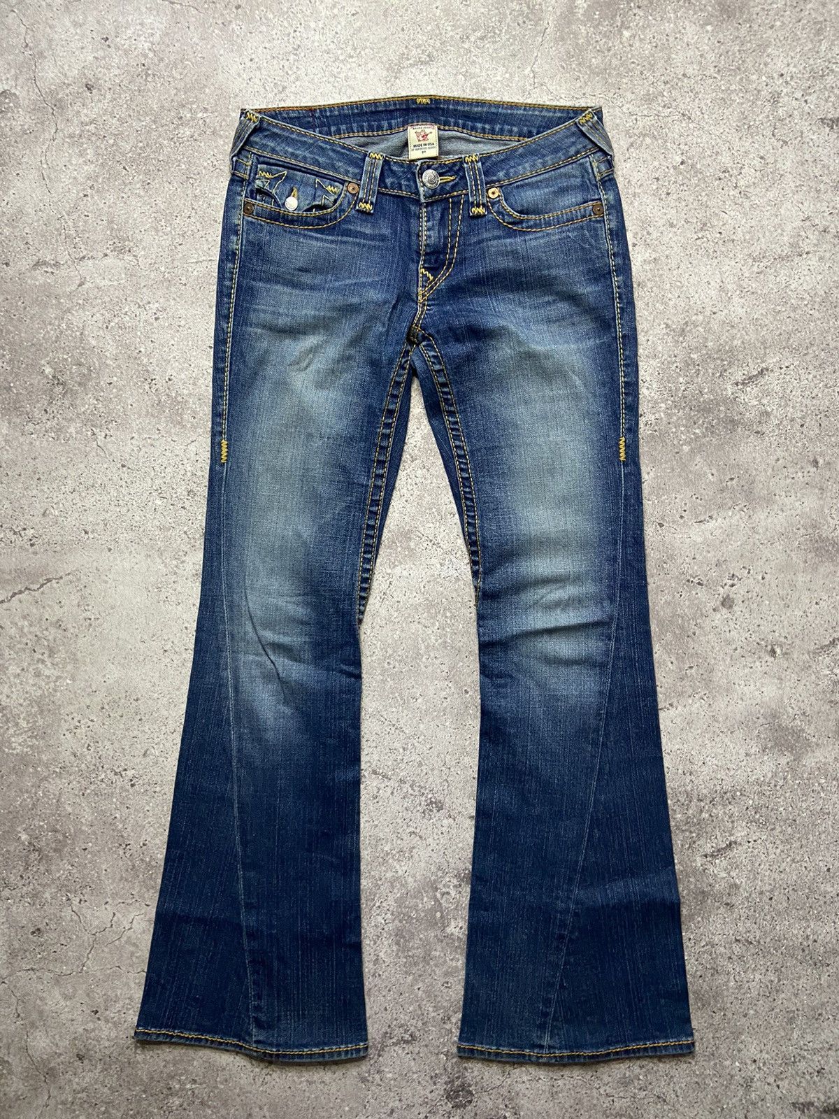 Hysteric Glamour × Japanese Brand × True Religion Flared TRUE RELIGION with Orange Stitching Low Rise jeans Size 30" / US 8 / IT 44 - 3 Thumbnail