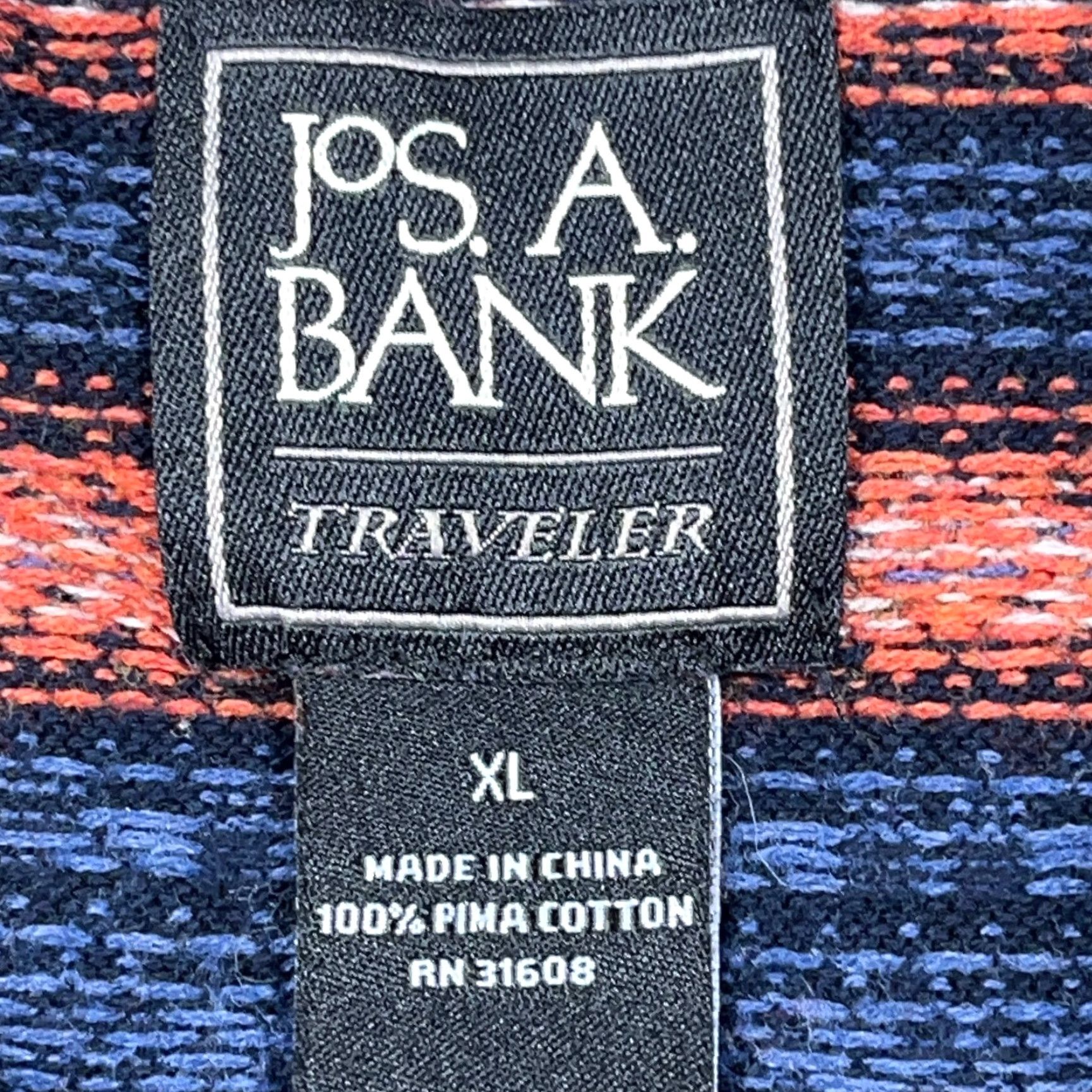Jos. A. Bank Jos A Bank Sweater Men XL Blue Red Crewneck Nordic Grandpa Cotton Traveler Knit Size US XL / EU 56 / 4 - 3 Thumbnail