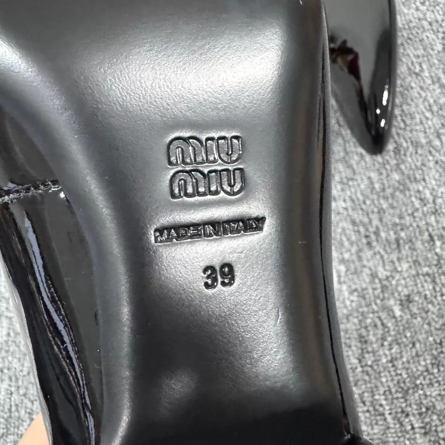 Miu Miu MIU MIU Black Patent Leather Logo Pointed Block Mary Jane Size US 8.5 / IT 38.5 - 7 Thumbnail