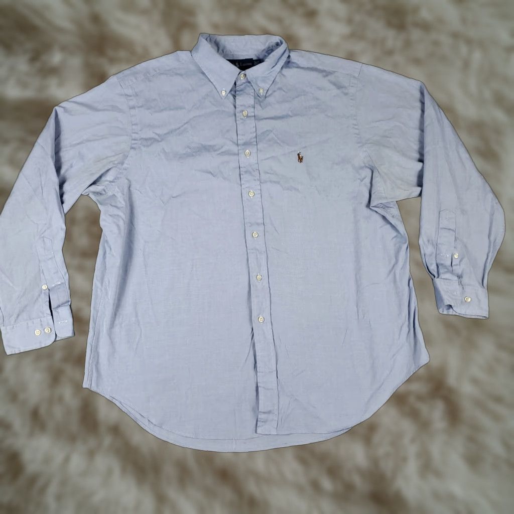 Ralph Lauren Ralph Lauren Shirt Mens 17.5 Blue Pony Dress Button Up Long Sleeve Dress Shirt Mens Regular Sleeve Long Blue Polo Shirt? Size 48R - 1 Thumbnail