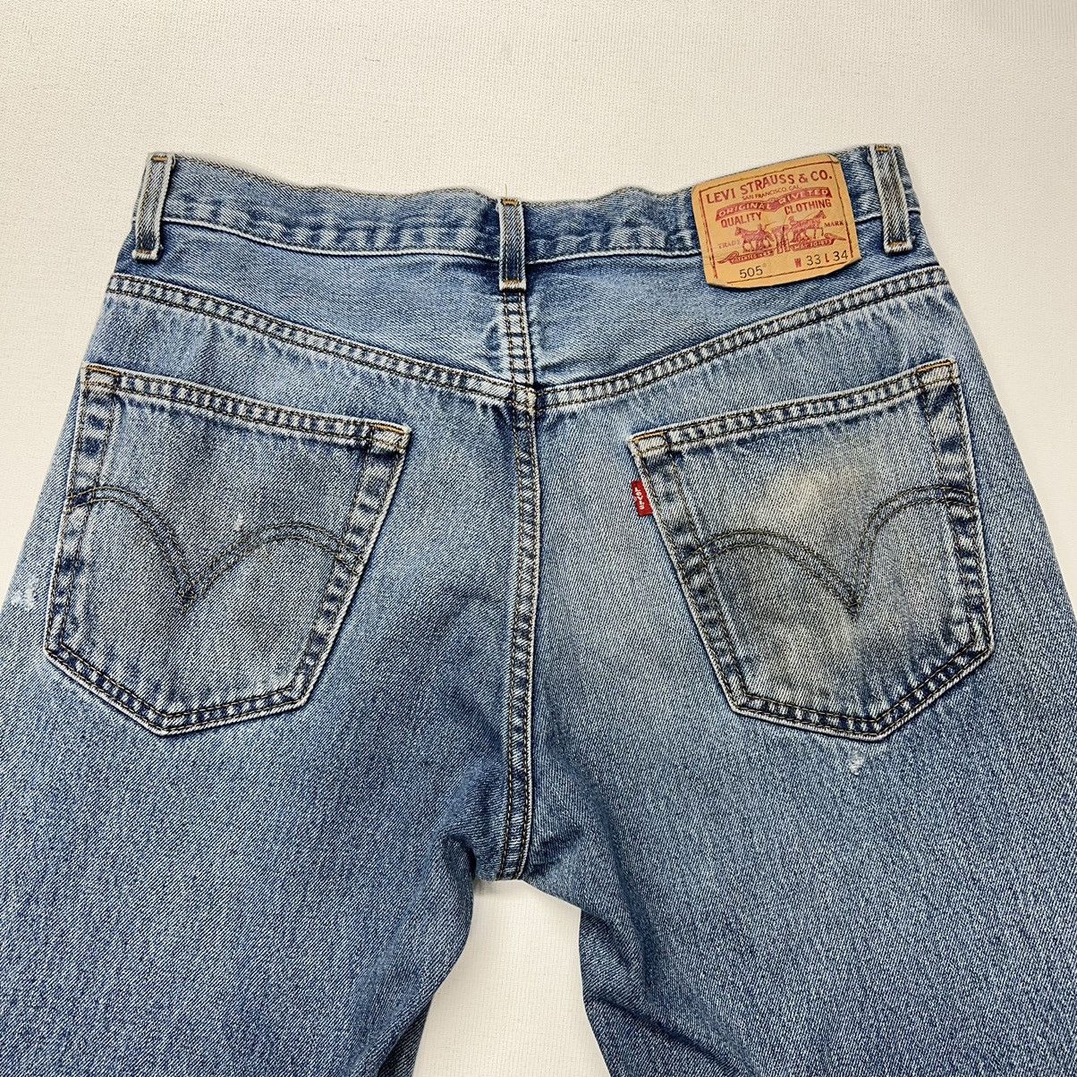 Levi's × Vintage Levis 505 Jeans Blue Straight Regular Fit Distressed Baggy Size US 33 - 12 Thumbnail