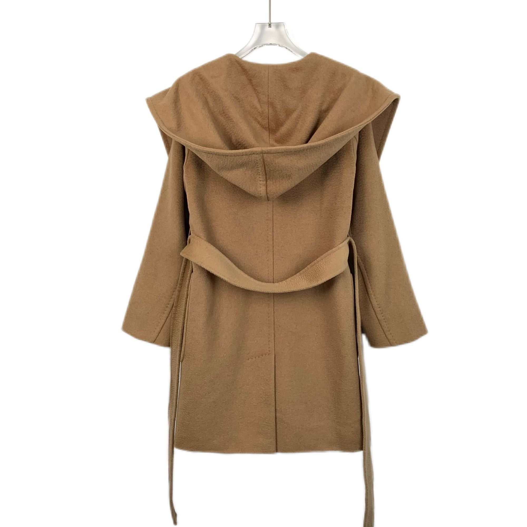 Max Mara Maxmara Brown Camel Wool Hooded Belted Overcoat Coat XXS/34 Size XXS / US 00 / IT 34 - 7 Thumbnail