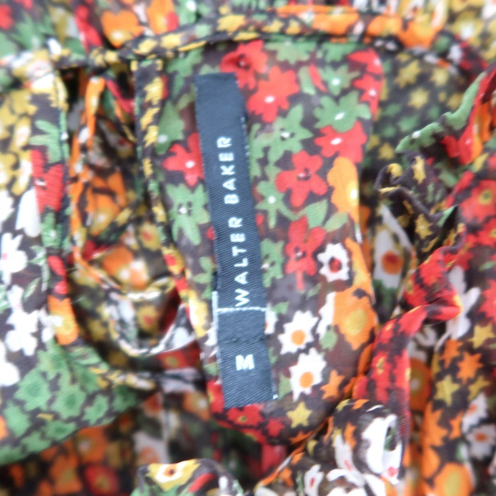 Vintage Walter Baker floral sheer blouse top orange green red M Womens Size M / US 6-8 / IT 42-44 - 5 Thumbnail
