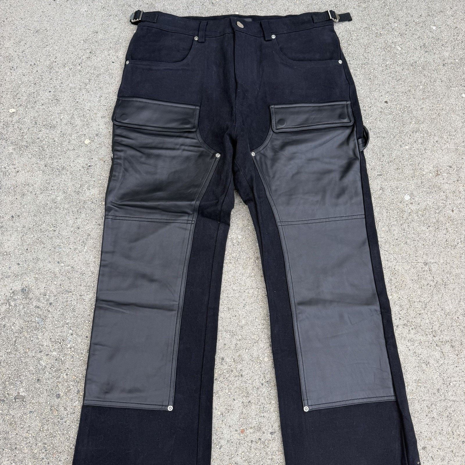 Acne Studios × K-Two Studios × Rick Owens NWT K-Two Studios Black Leather Carpenter Pants Large 34x32 Size US 34 / EU 50 - 2 Thumbnail