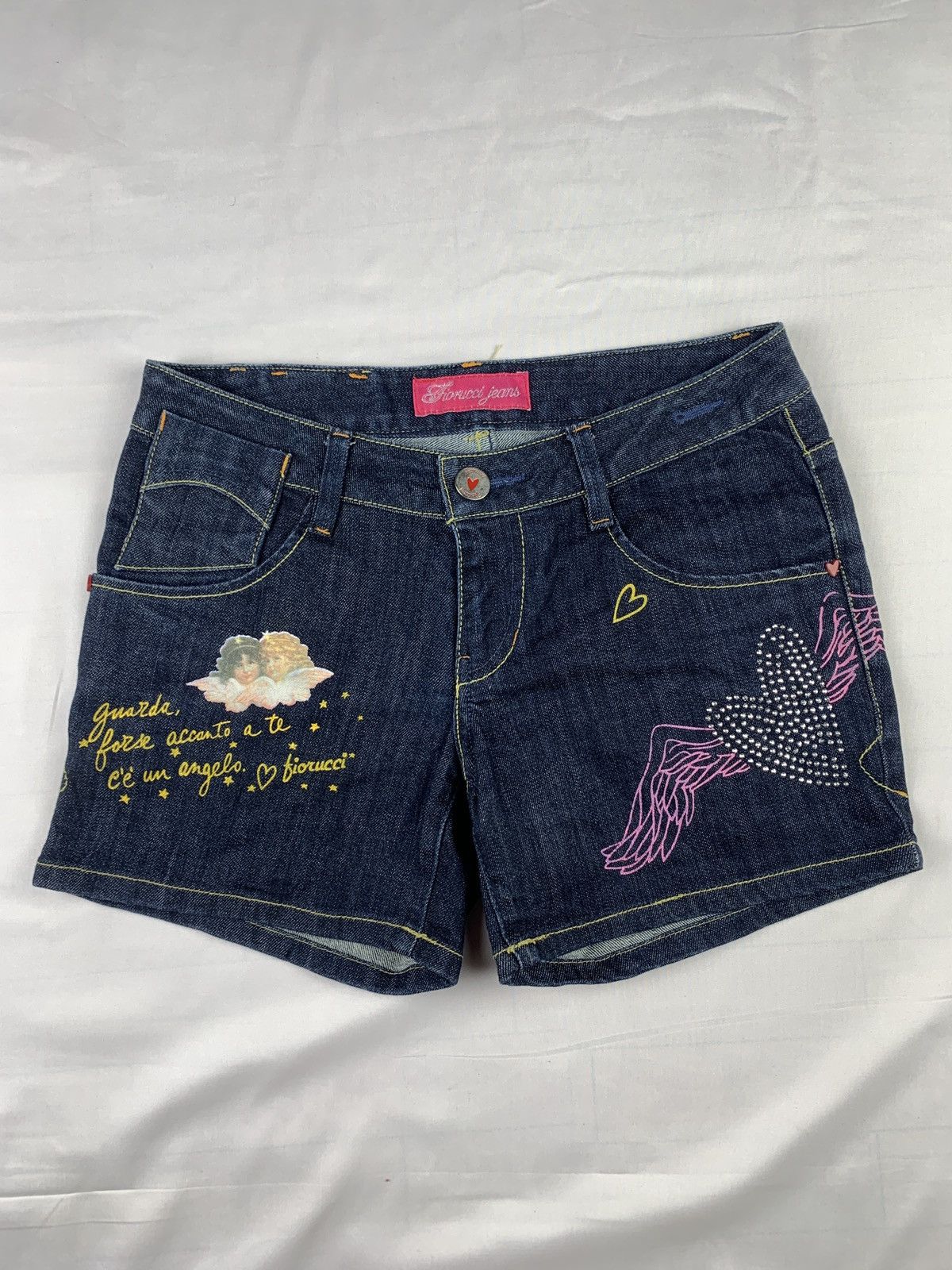 Fiorucci y2k Fiorucci Italy Angel Poem Cute Pop Wings Jeans Shorts Size 28" / US 6 / IT 42 - 1 Thumbnail
