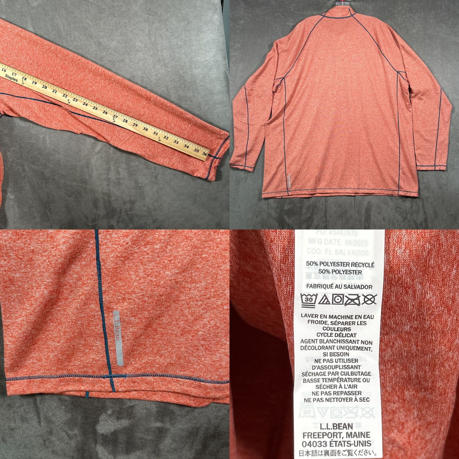 Vintage L.L.Bean Quick-Dry Trail 1/4 Zip Pullover Men XXL Tall Mahogany Heather Orange NWT Size US XXL / EU 58 / 5 - 8 Thumbnail