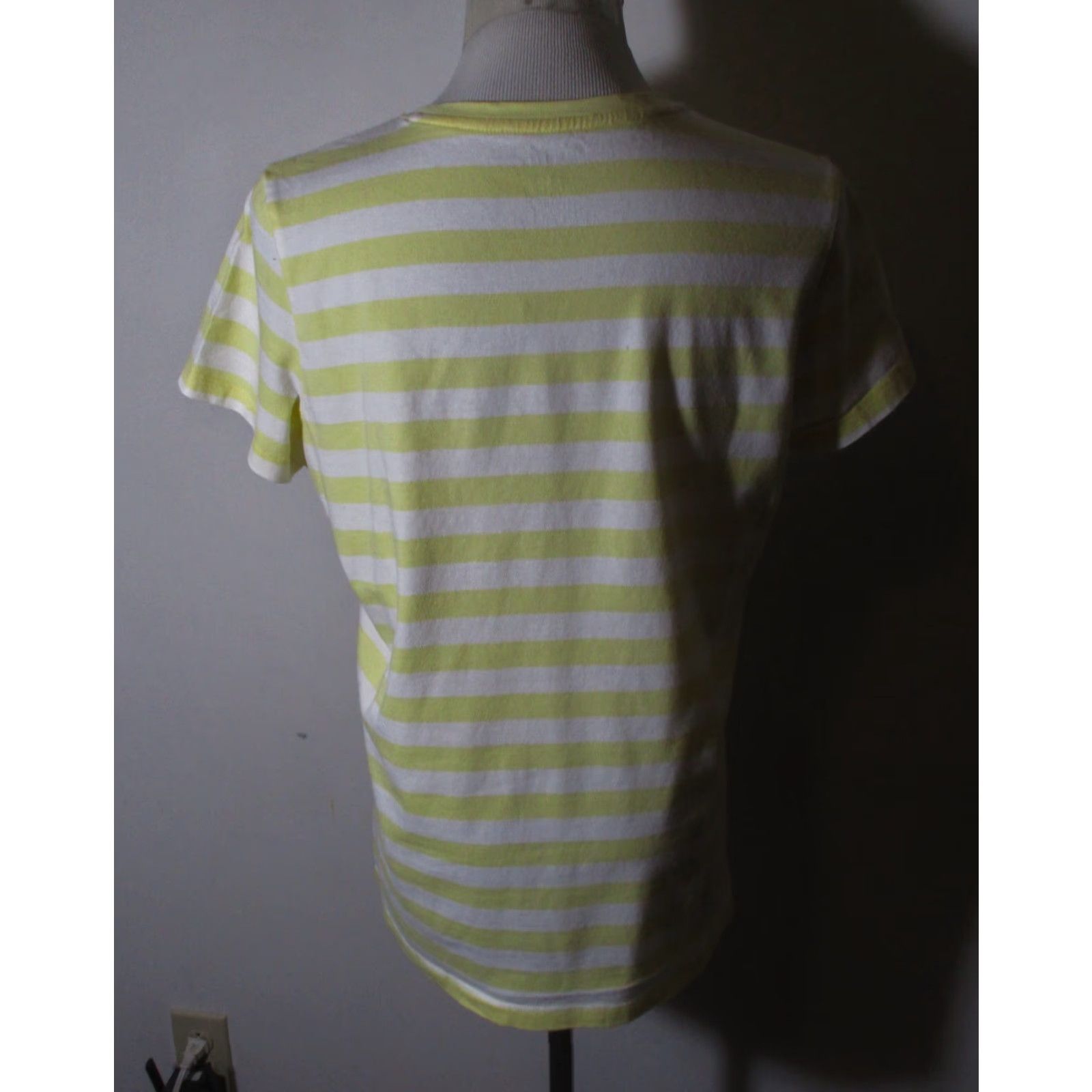 Vintage L.L. Bean Yellow Striped Short Sleeve Top M Reg. Womens Shirt Blouse Crew Neck Cotton Knit Classic Fit Size M / US 6-8 / IT 42-44 - 5 Thumbnail