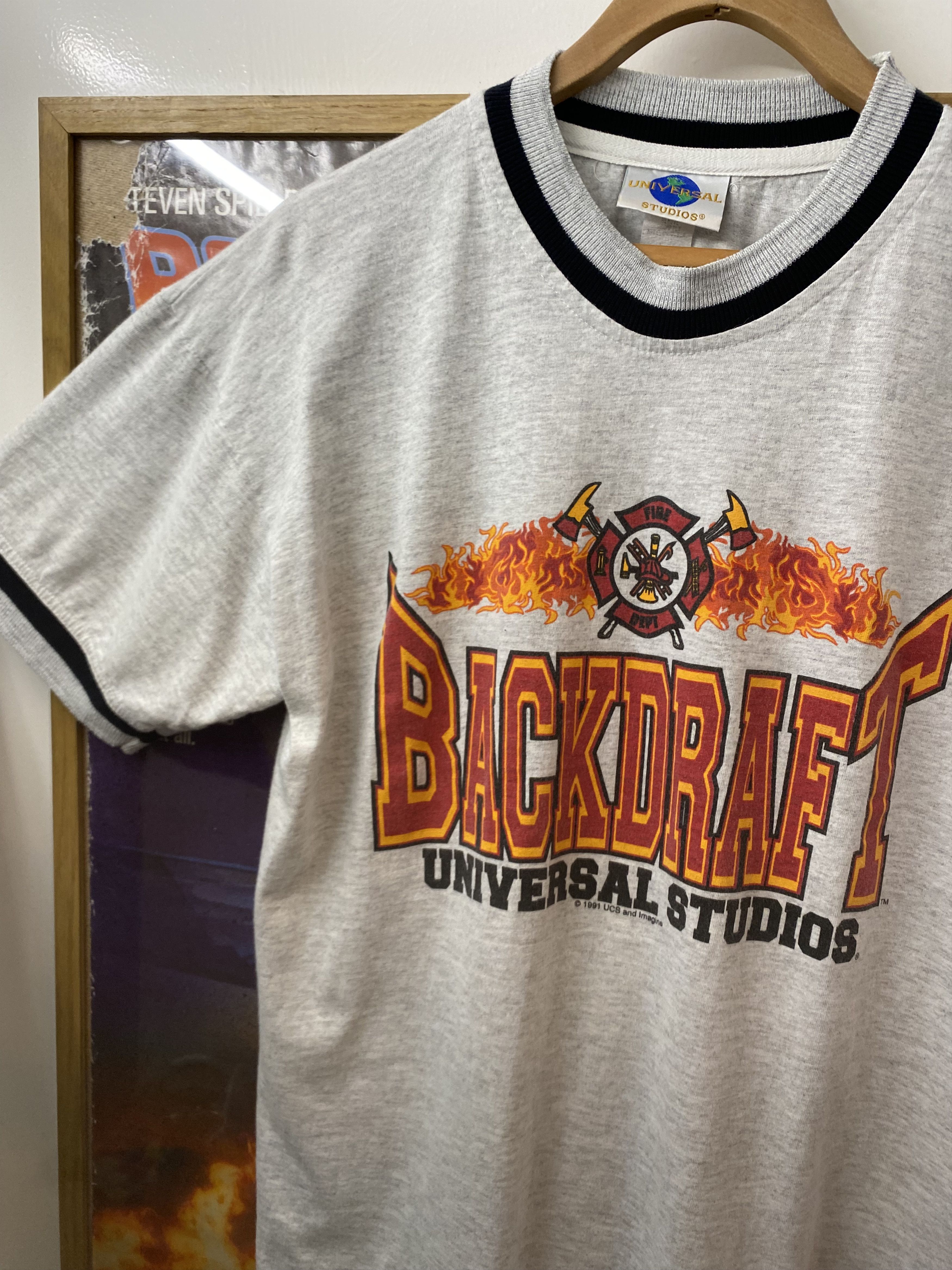Universal Studios 1991 Backdraft Universal Studios Movie Promo Ringer Tee Size US L / EU 52-54 / 3 - 5 Thumbnail