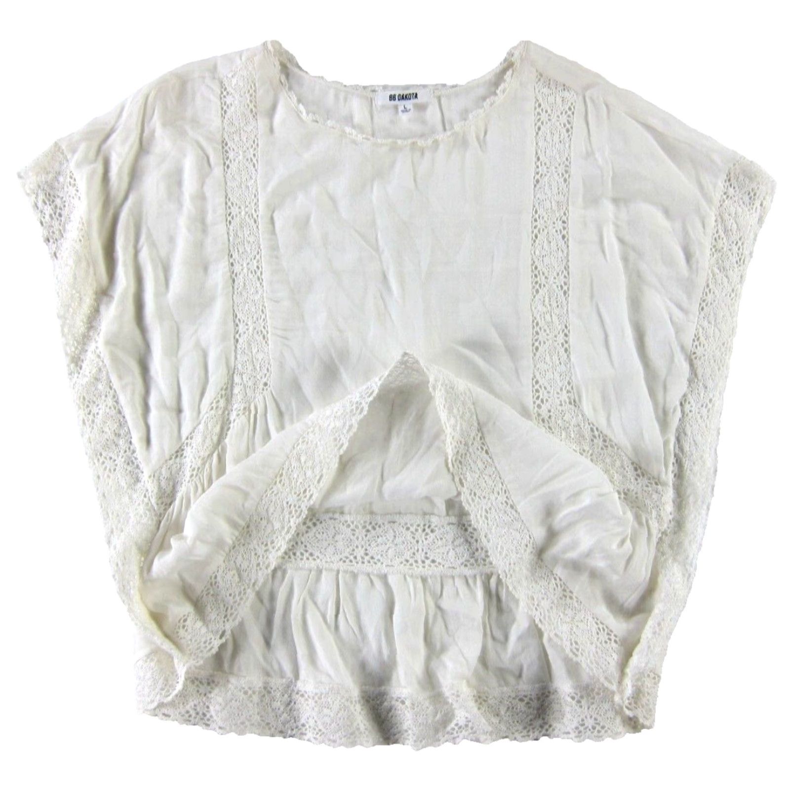 BB Dakota BB Dakota Women Blouse Tunic Kimono Sleeve White Lace Rayon Large Size L / US 10 / IT 46 - 5 Thumbnail