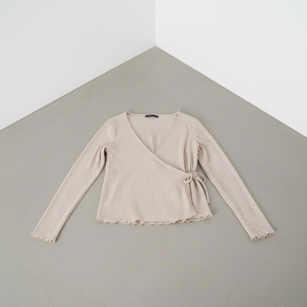 Cop Copine The Side Tie Laces Ribbed Wrap Around Top Size ONE SIZE - 1 Thumbnail